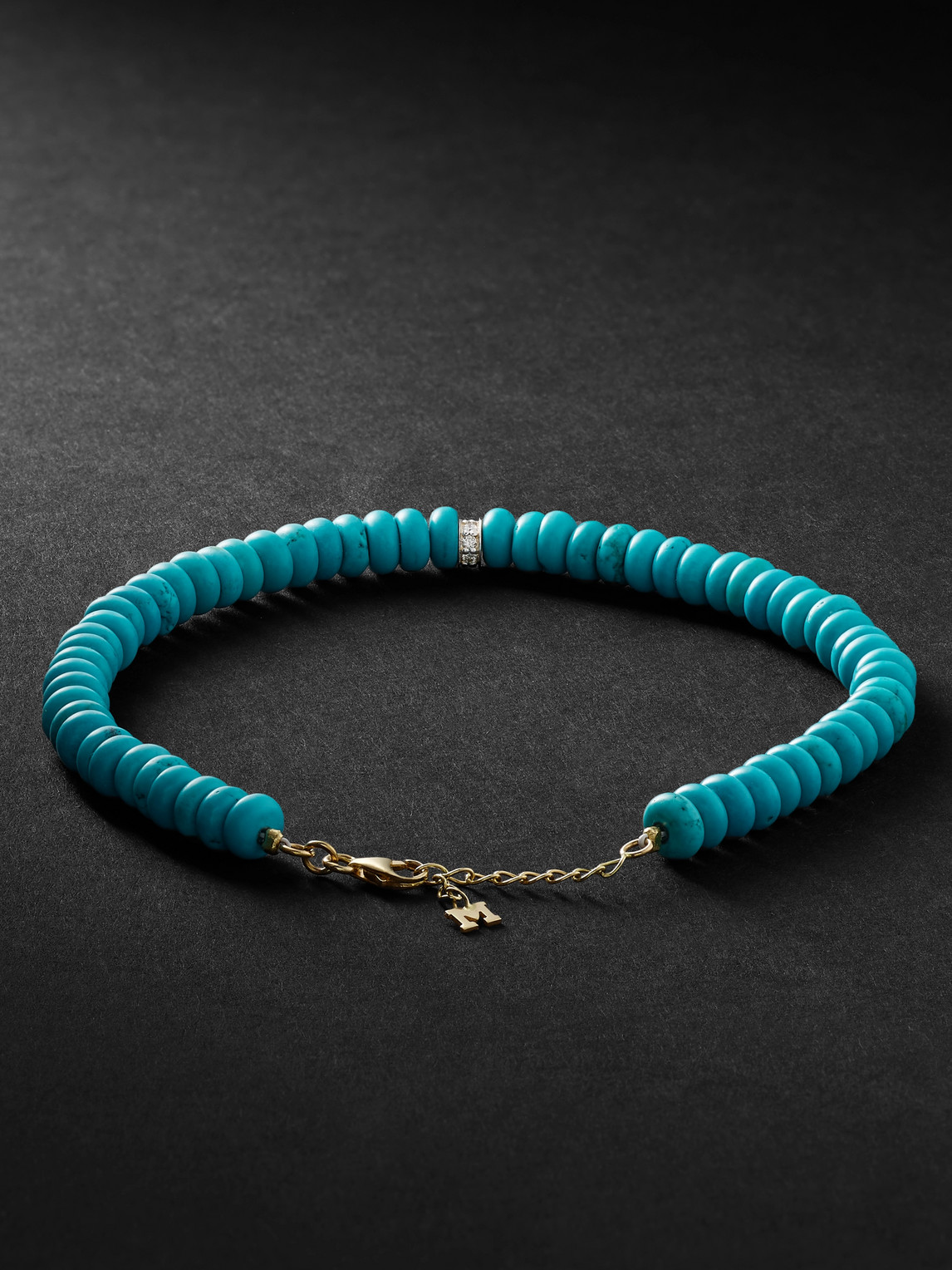 Shop Mateo Gold, Turquoise And Diamond Beaded Bracelet In Blue