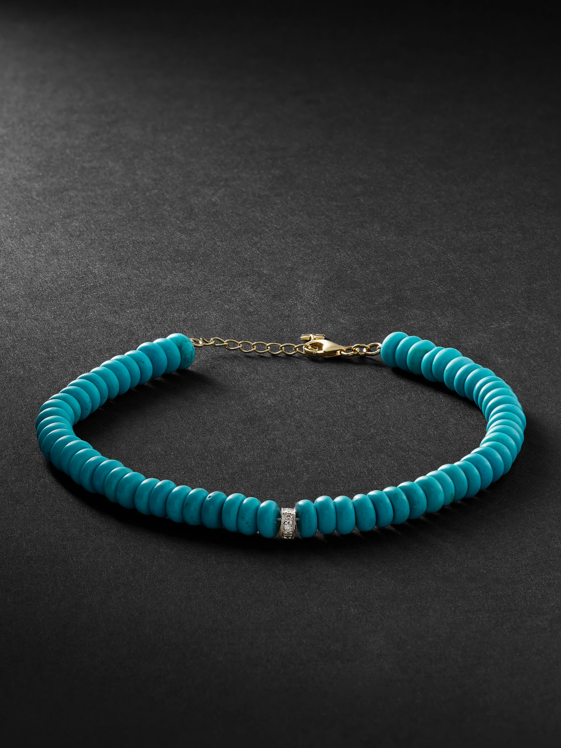 Gold, Turquoise and Diamond Beaded Bracelet