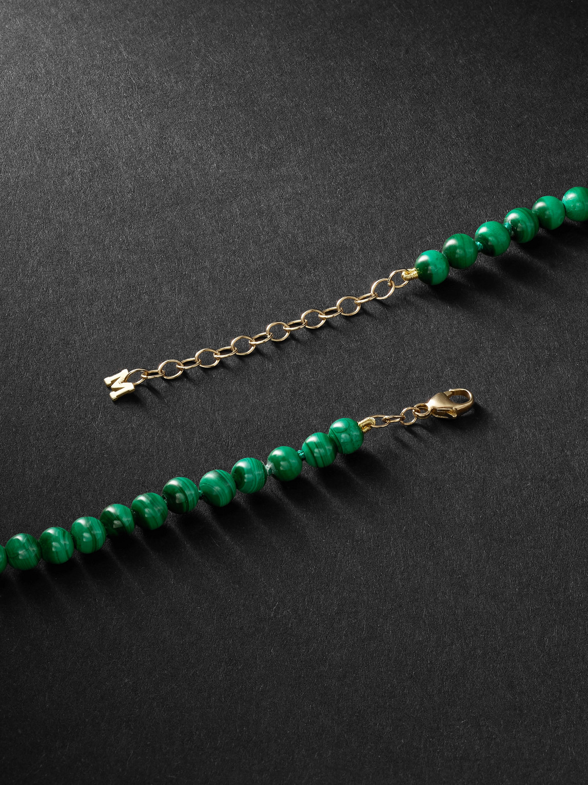 Shop Mateo Gold Malachite Beaded Necklace In Green