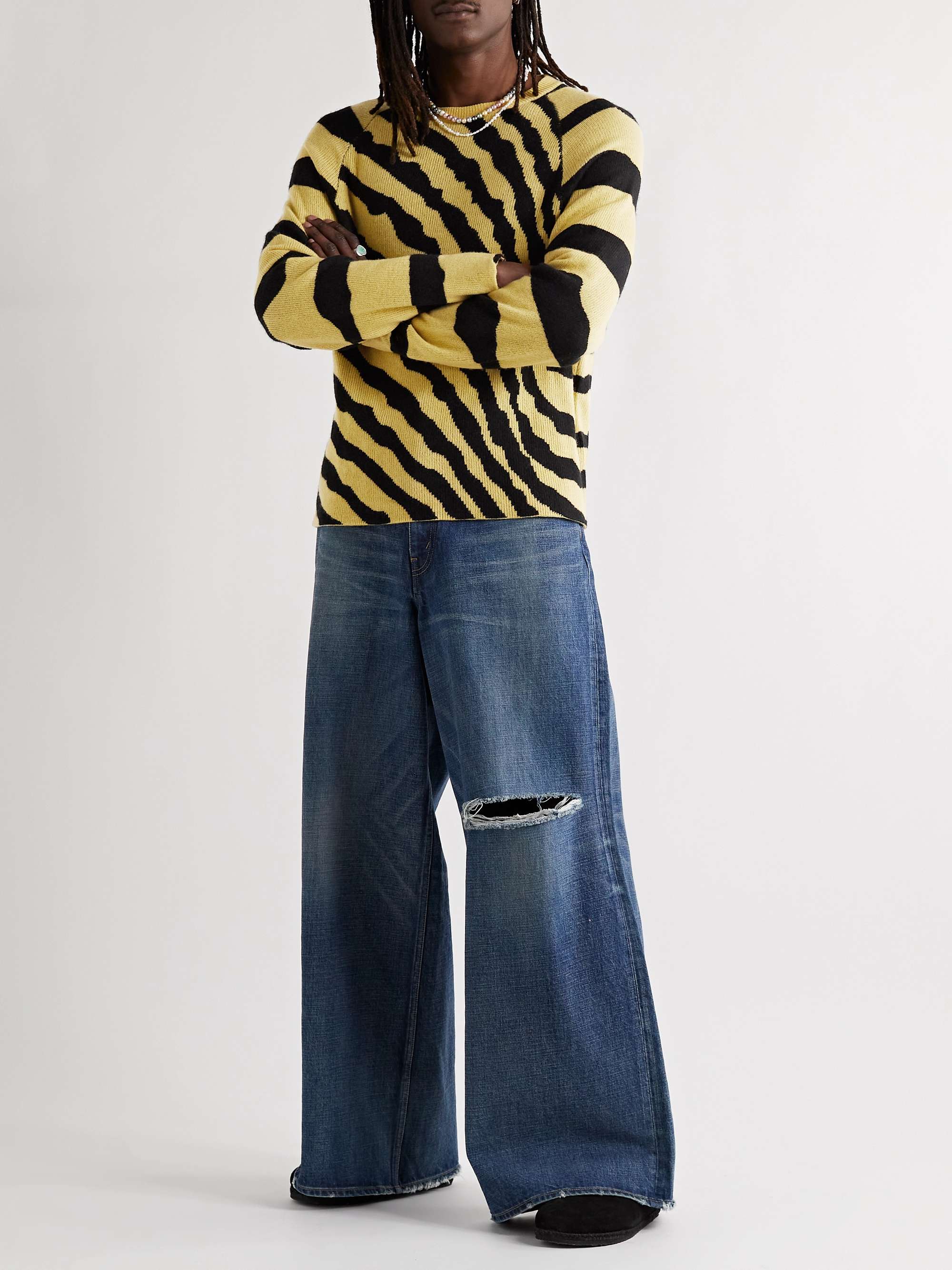 THE ELDER STATESMAN Tiger Jacquard-Knit Cashmere Sweater