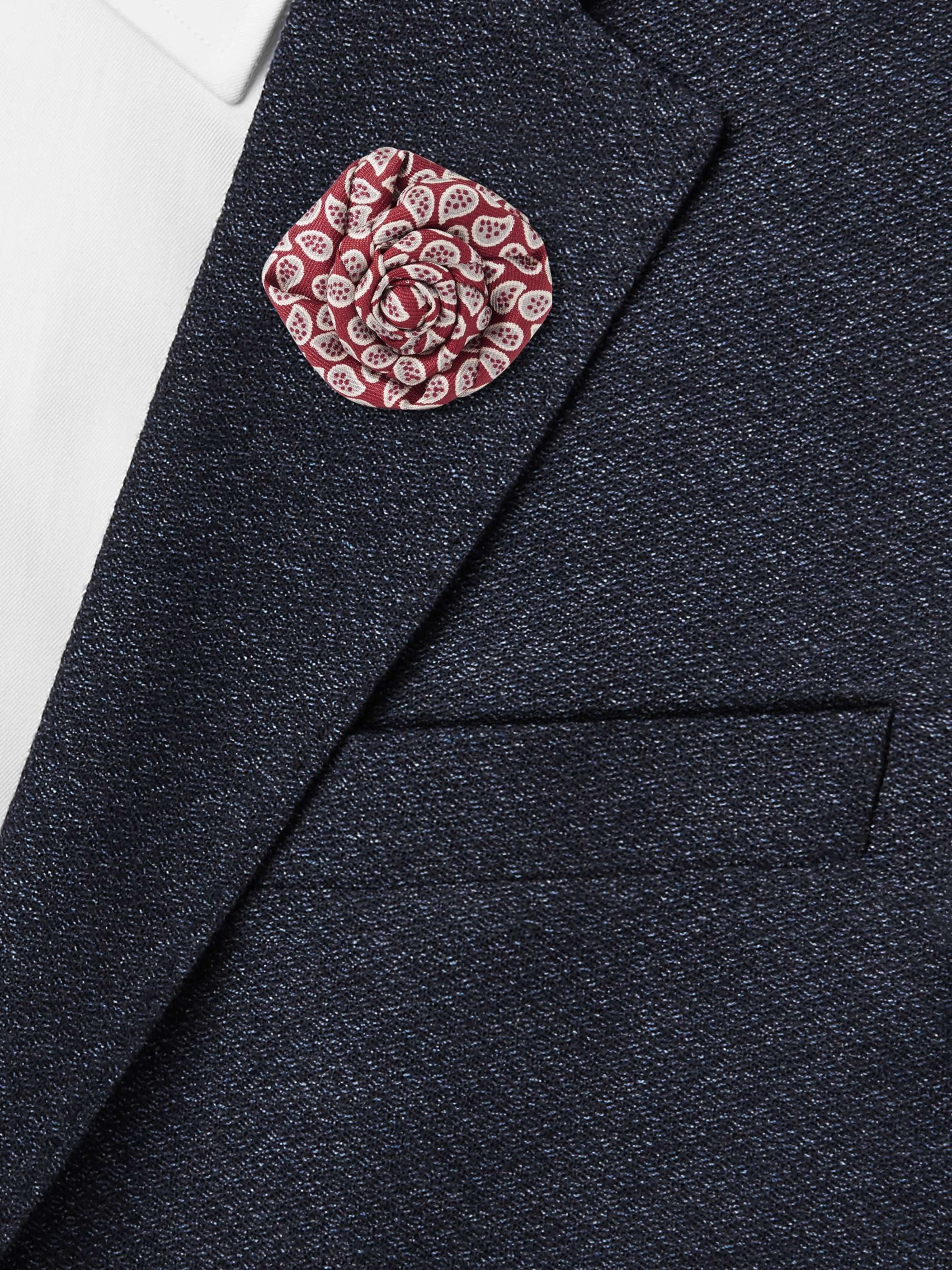 CHARVET Printed Silk-Faille Flower Lapel Pin