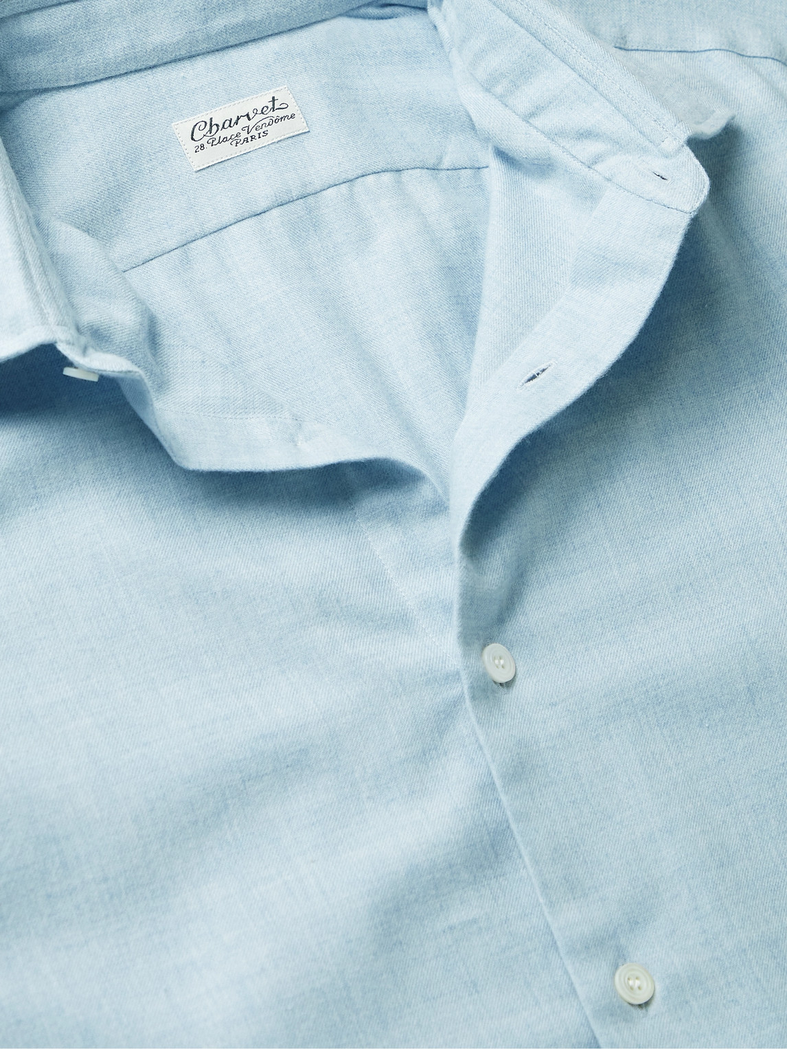 Shop Charvet Cotton And Wool-blend Shirt In Blue