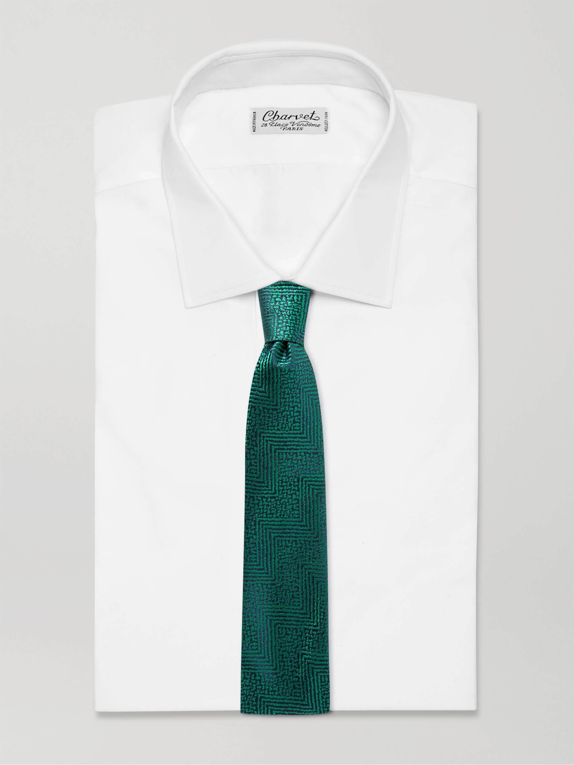 CHARVET 8.5cm Striped Silk-Jacquard Tie