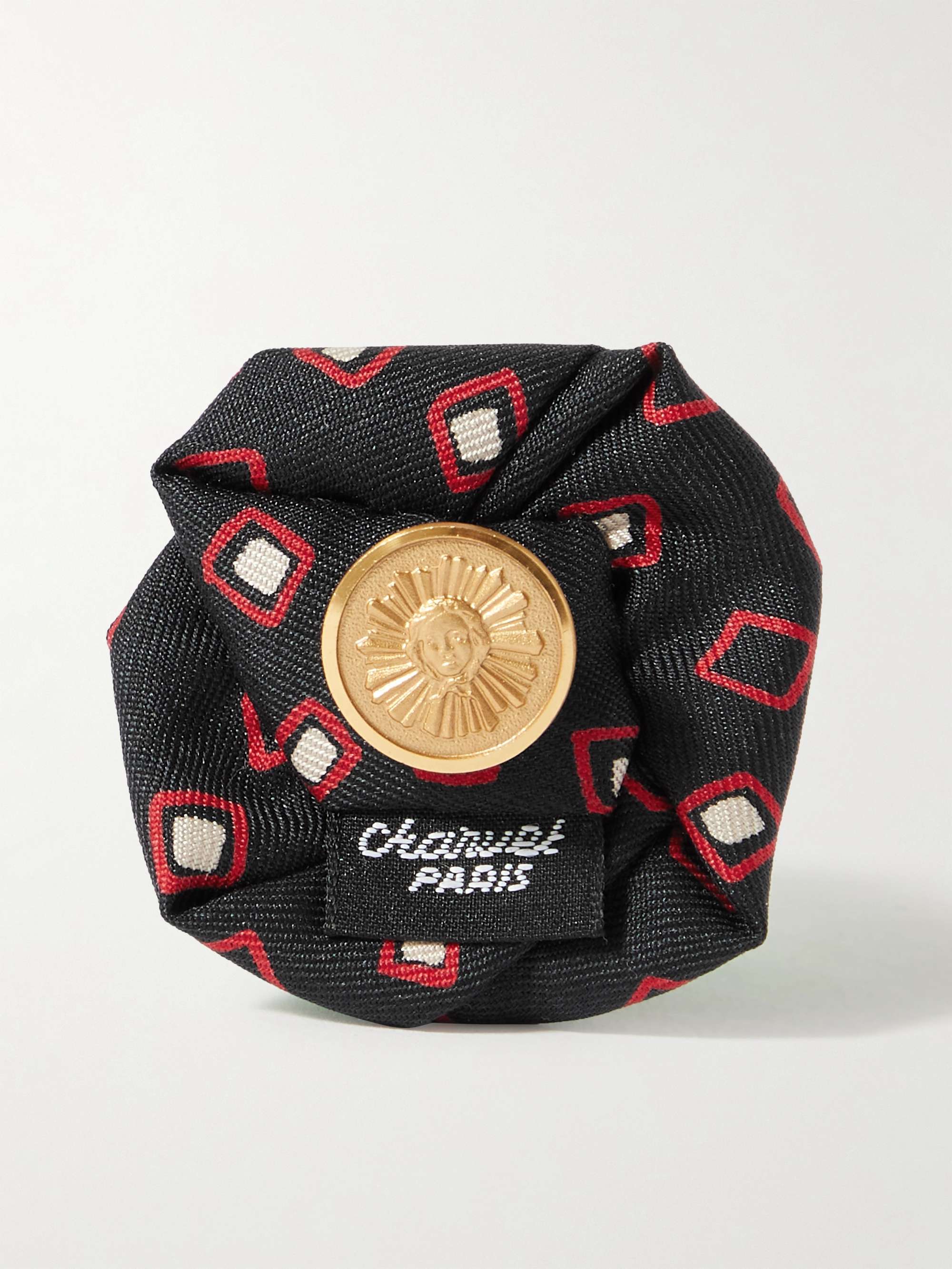 CHARVET Printed Silk-Faille Flower Lapel Pin