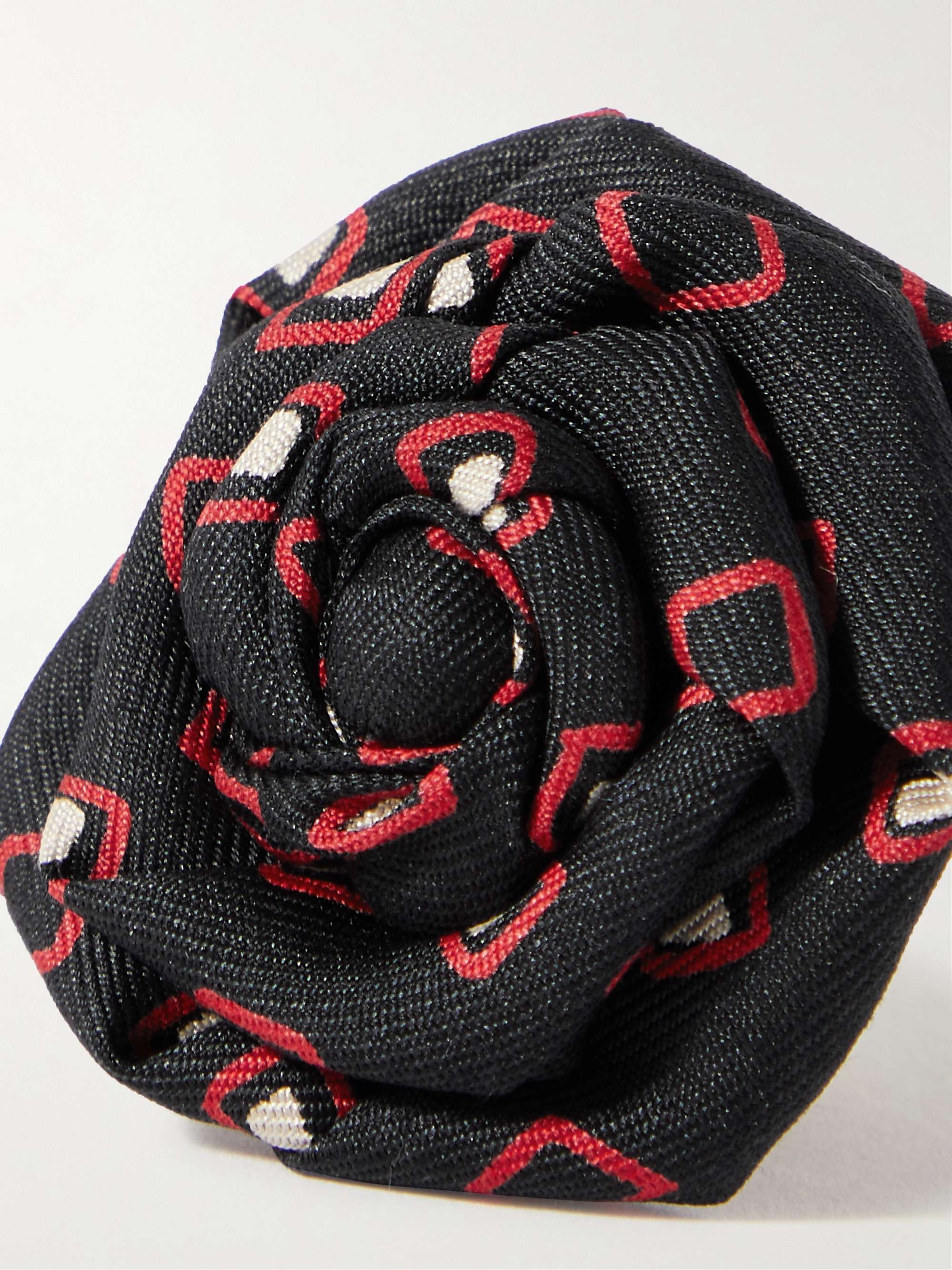 CHARVET Printed Silk-Faille Flower Lapel Pin