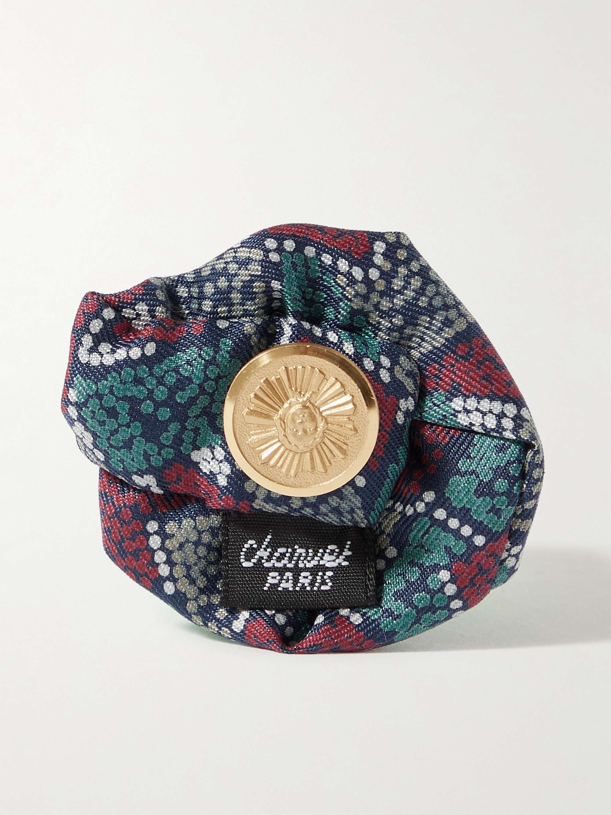 CHARVET Printed Silk-Faille Flower Lapel Pin