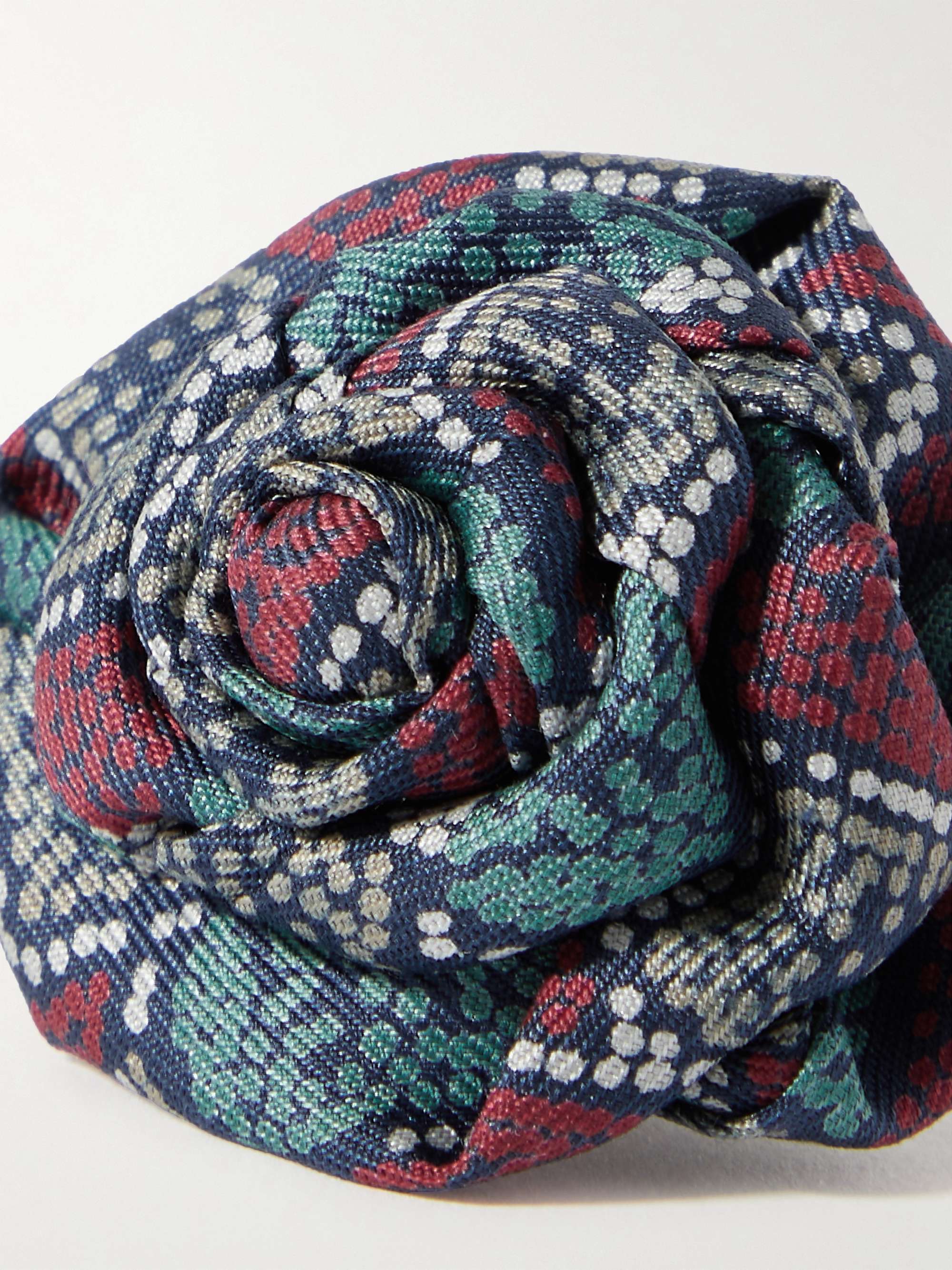 CHARVET Printed Silk-Faille Flower Lapel Pin