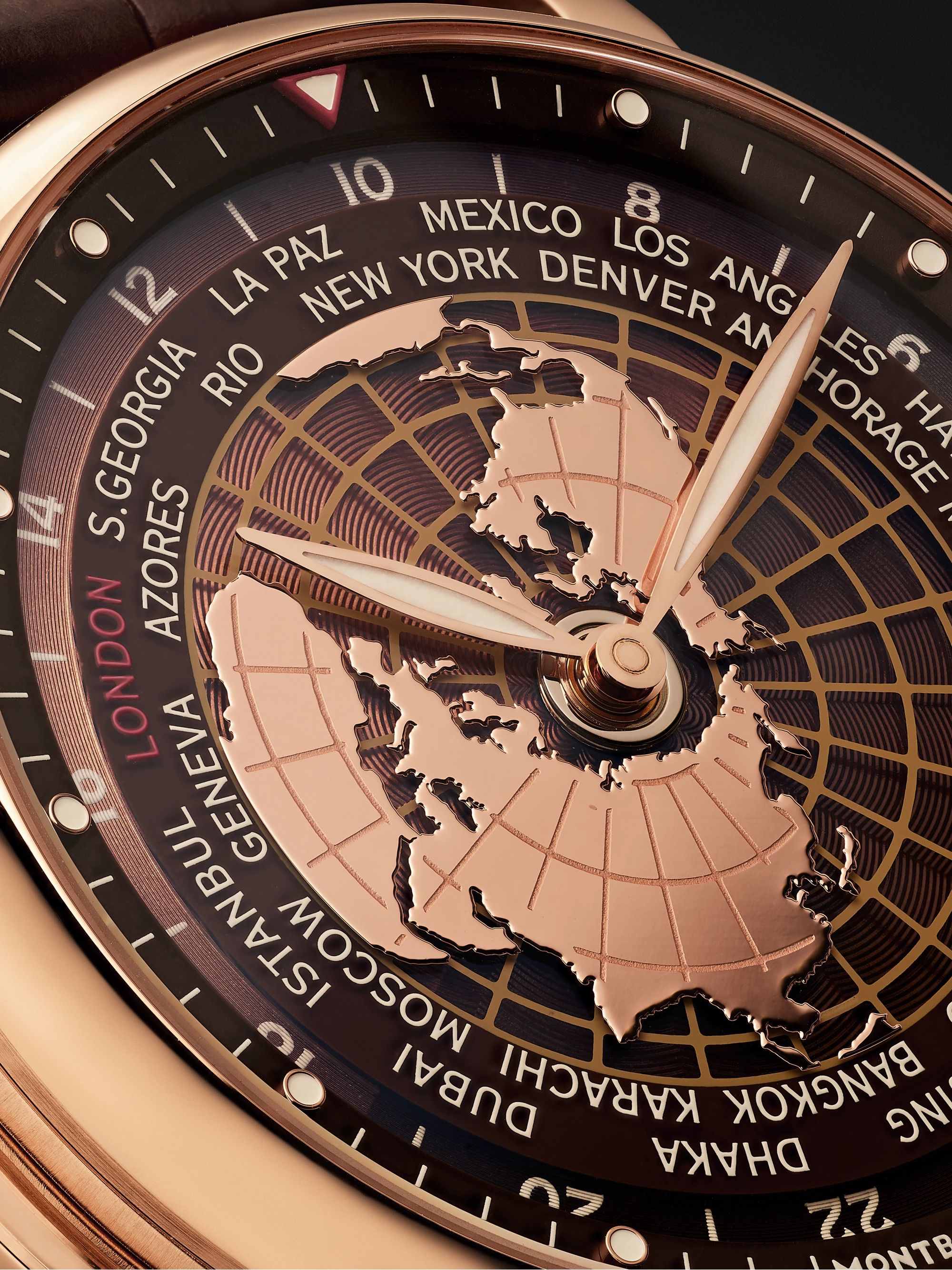 MONTBLANC Star Legacy Orbis Terrarum Limited Edition Automatic 43mm 18-Karat Rose Gold and Alligator Watch, Ref. No. 126109