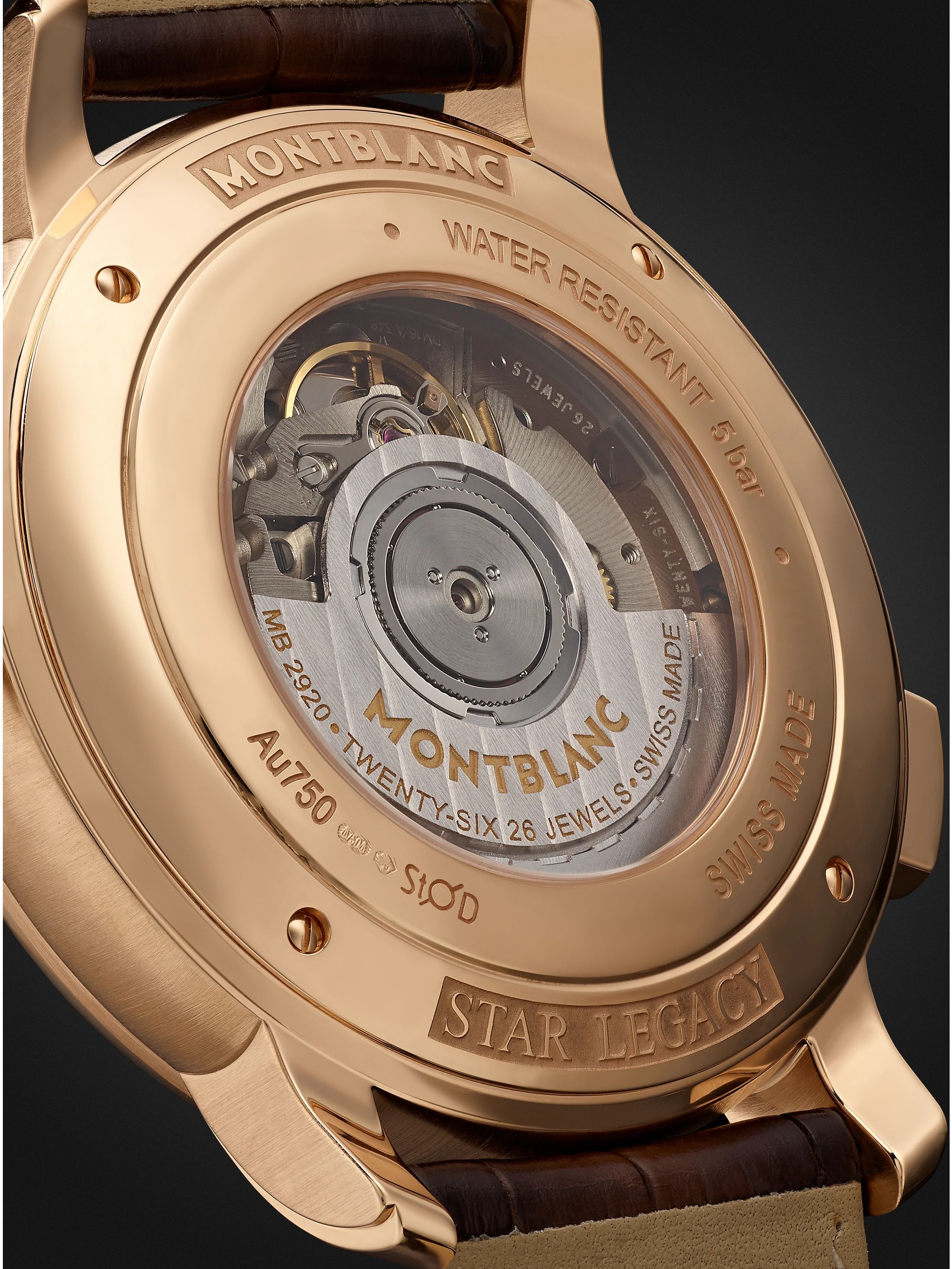 MONTBLANC Star Legacy Orbis Terrarum Limited Edition Automatic 43mm 18-Karat Rose Gold and Alligator Watch, Ref. No. 126109