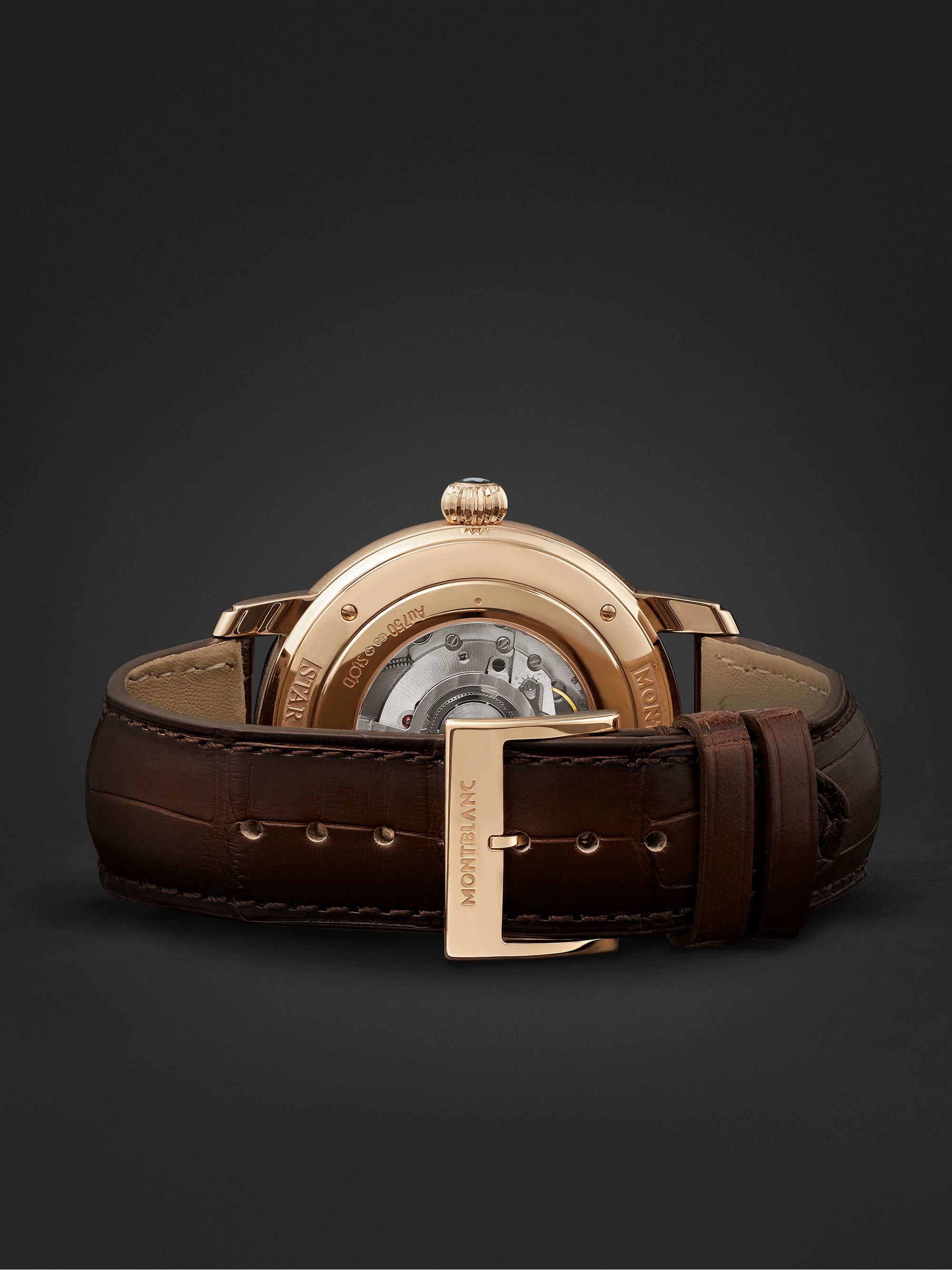 MONTBLANC Star Legacy Orbis Terrarum Limited Edition Automatic 43mm 18-Karat Rose Gold and Alligator Watch, Ref. No. 126109