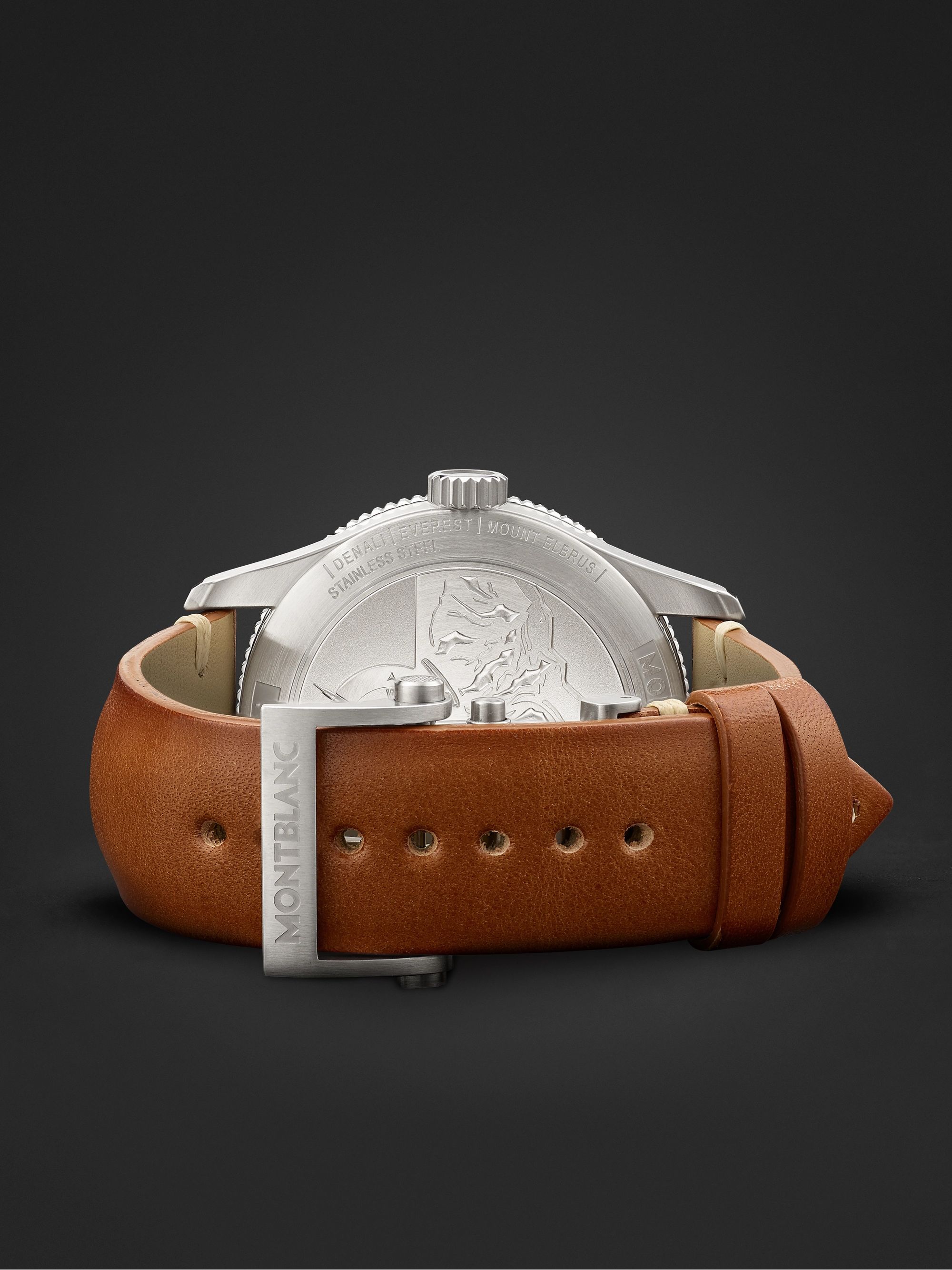 MONTBLANC 1858 Geosphere Automatic GMT 42mm Stainless Steel, Ceramic and Leather Watch, Ref. No. 119286