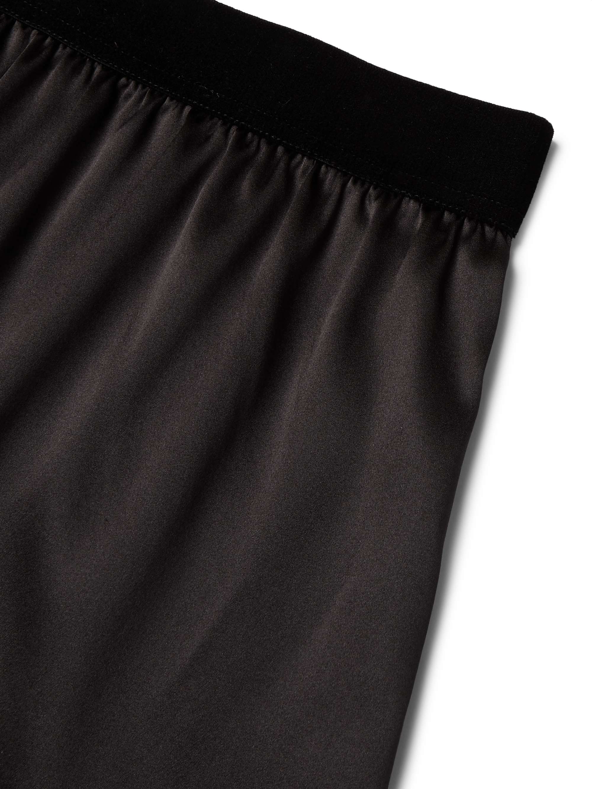 TOM FORD Velvet-Trimmed Stretch-Silk Satin Boxer Shorts