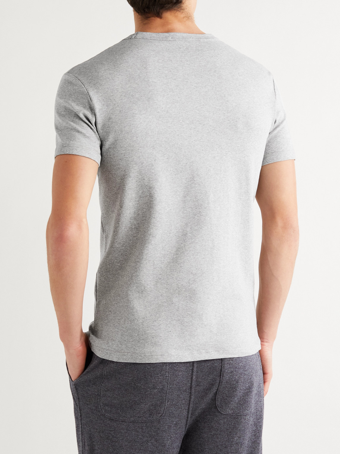 Shop Tom Ford Slim-fit Mélange Stretch-cotton Jersey T-shirt In Gray
