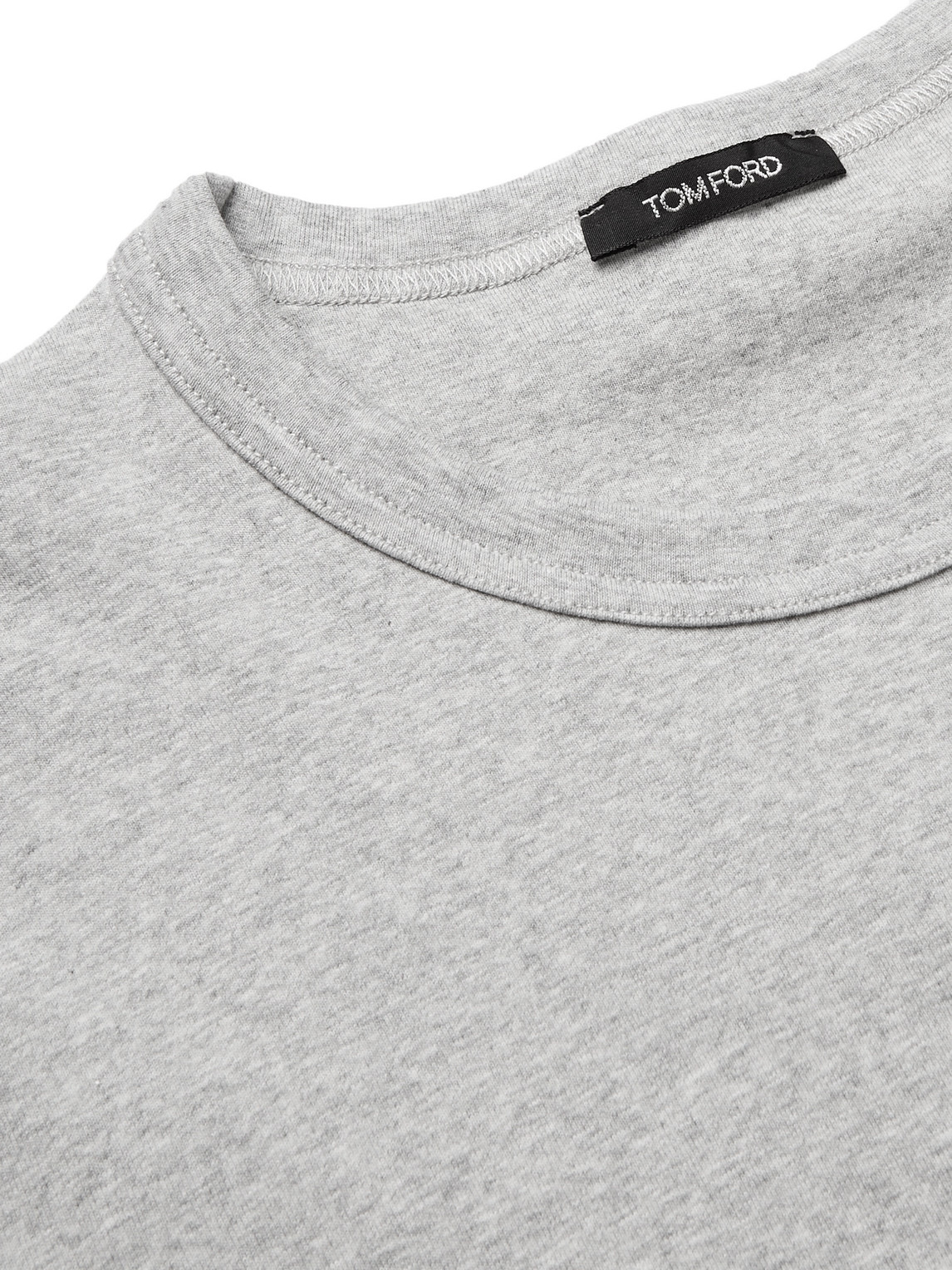Shop Tom Ford Slim-fit Mélange Stretch-cotton Jersey T-shirt In Gray