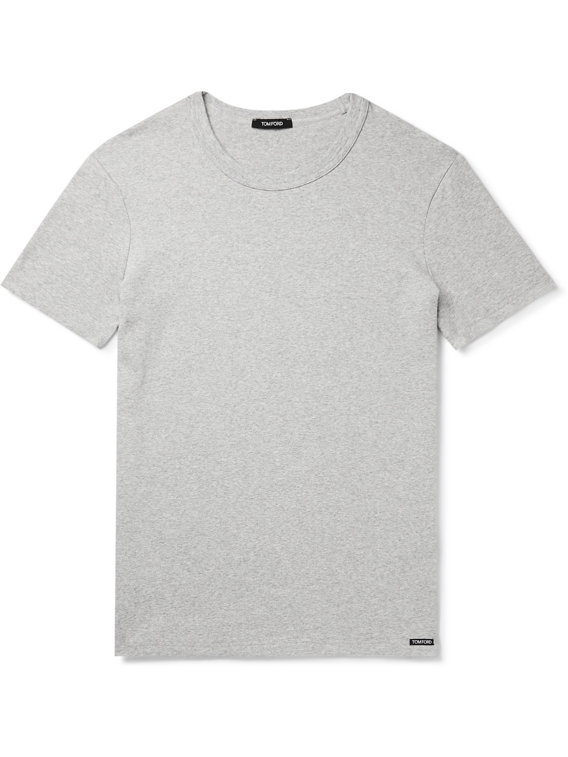 Shop Tom Ford Slim-fit Mélange Stretch-cotton Jersey T-shirt In Gray