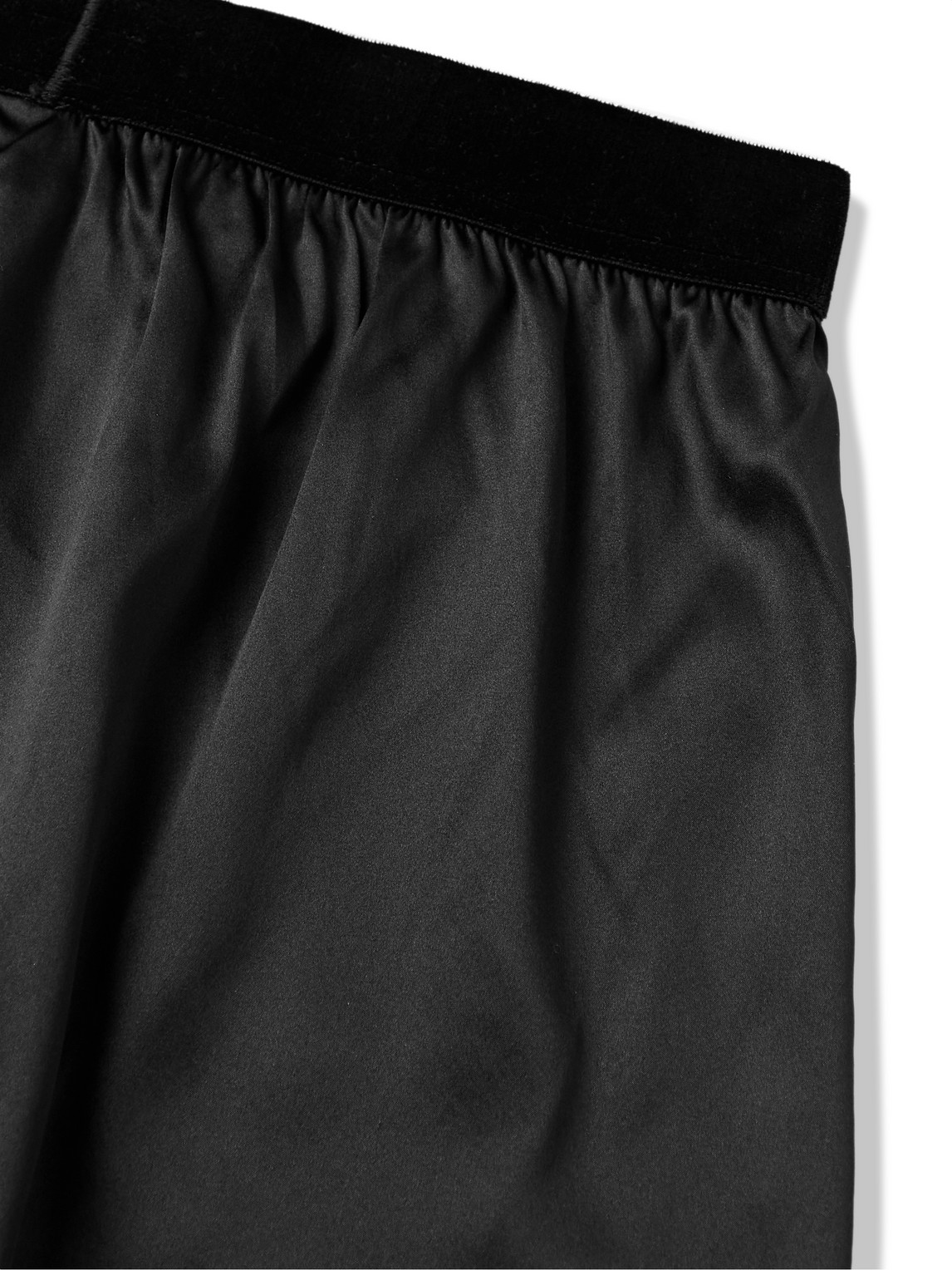 Velvet-Trimmed Stretch-Silk Boxer