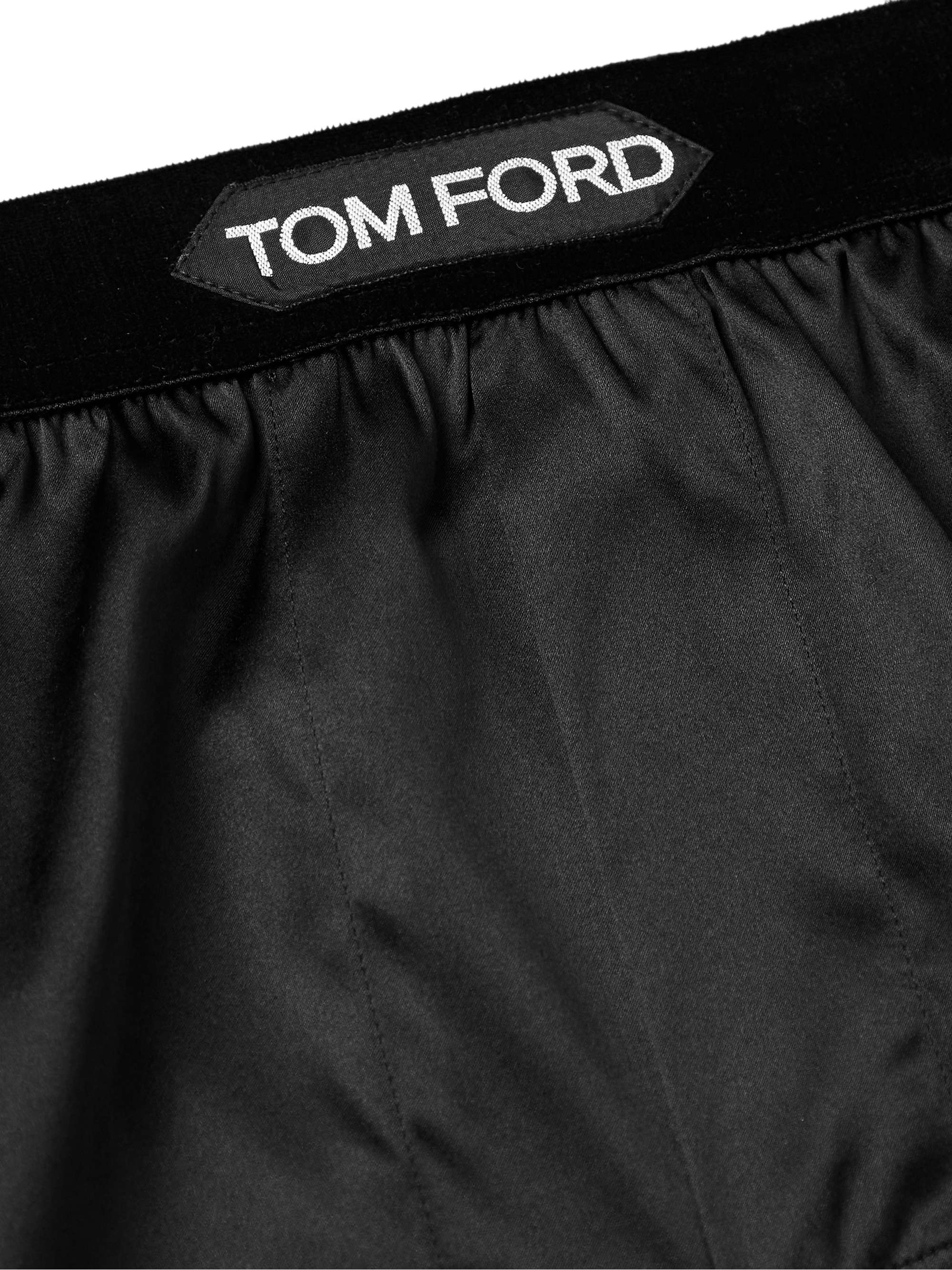 TOM FORD Boxershorts aus Stretch-Seidensatin mit Samtbesatz