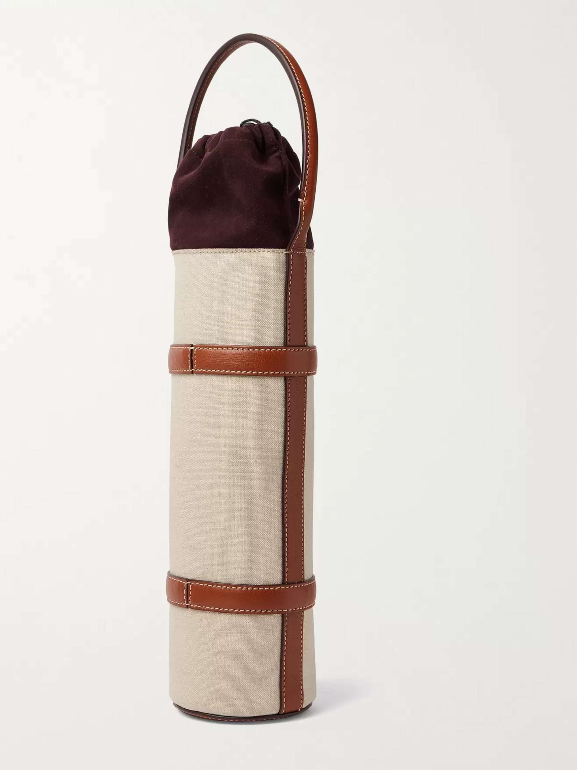 MÉTIER Leather-Trimmed Linen Wine Holder