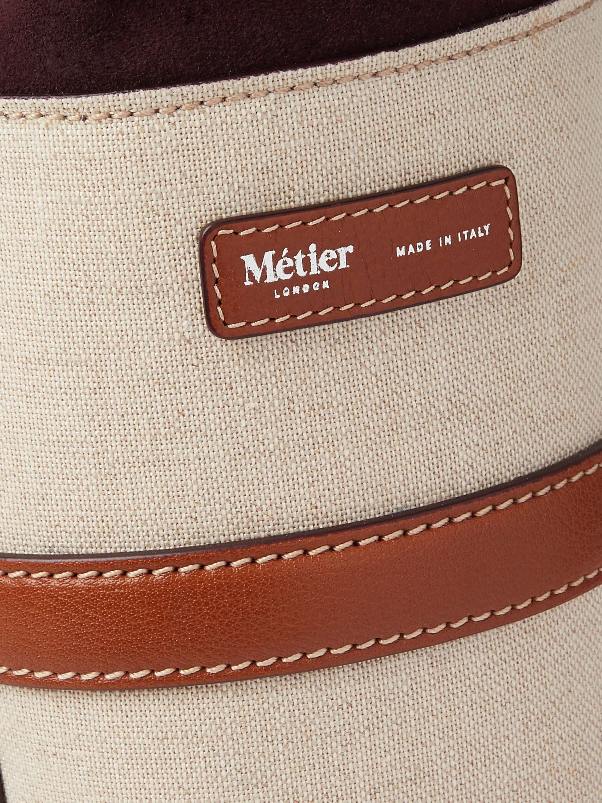 MÉTIER Leather-Trimmed Linen Wine Holder