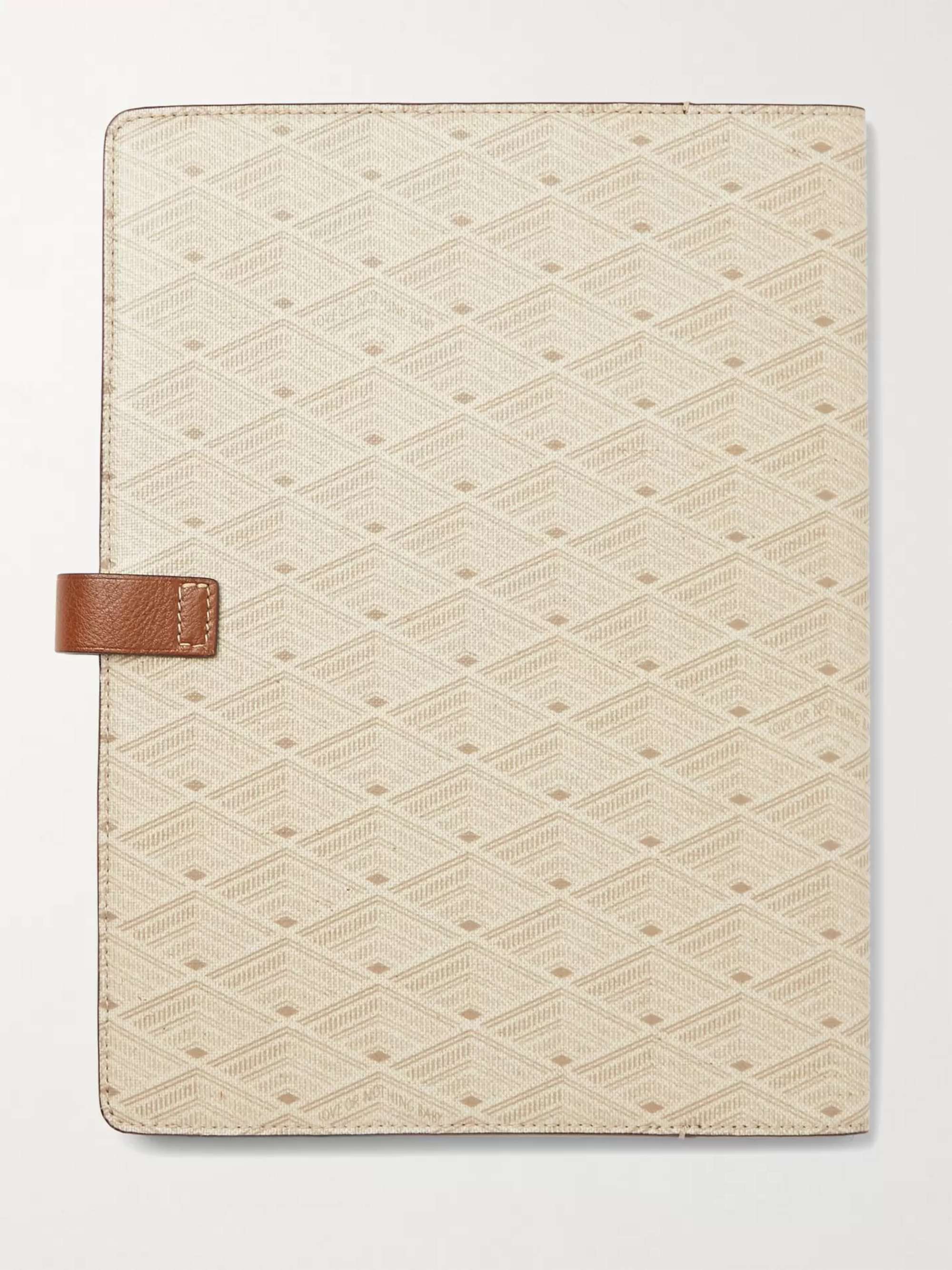 MÉTIER Leather-Trimmed Printed Canvas Notebook