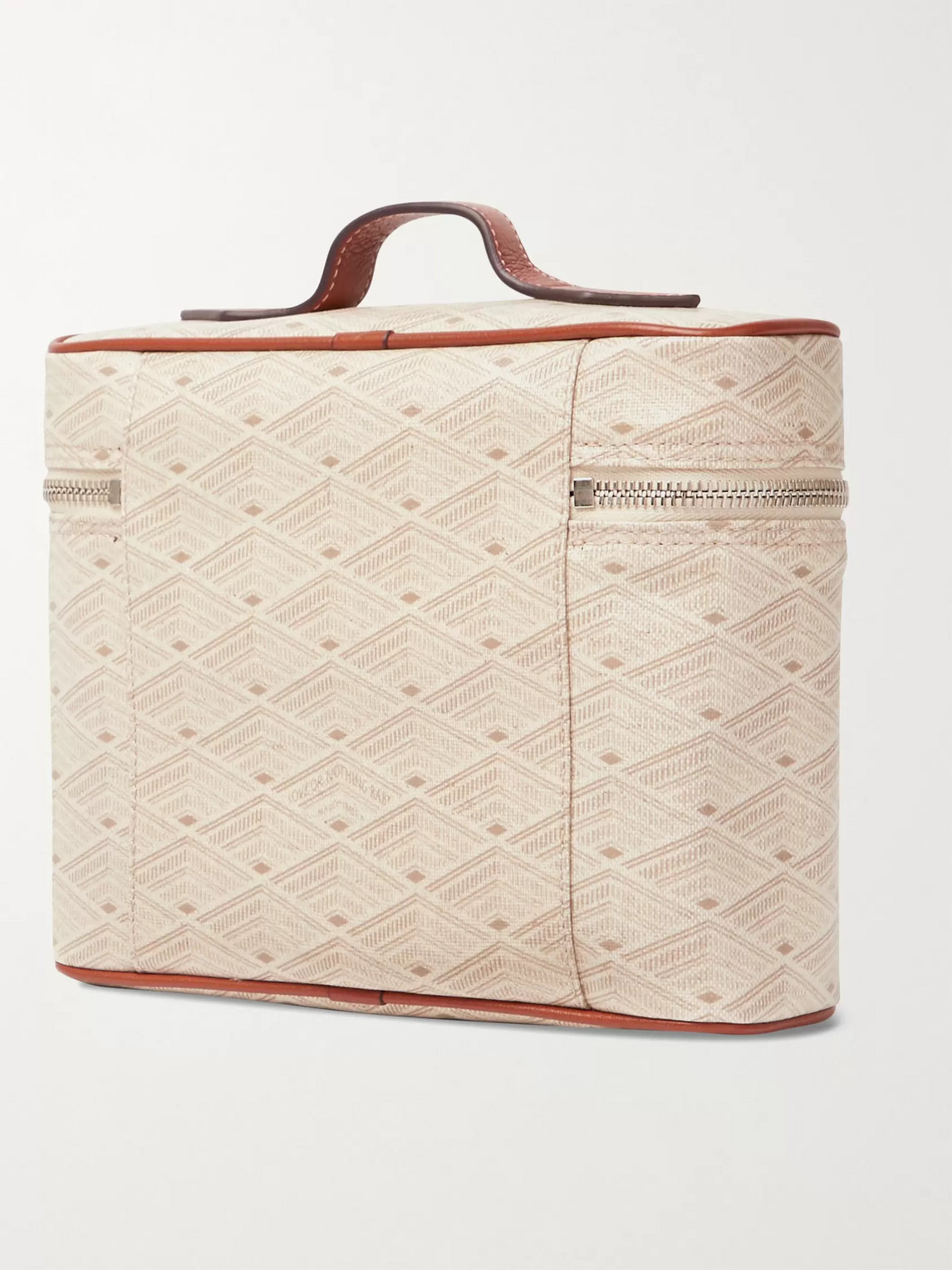 Shop Metier Many Days Leather-trimmed Printed Canvas Wash Bag In Neutrals