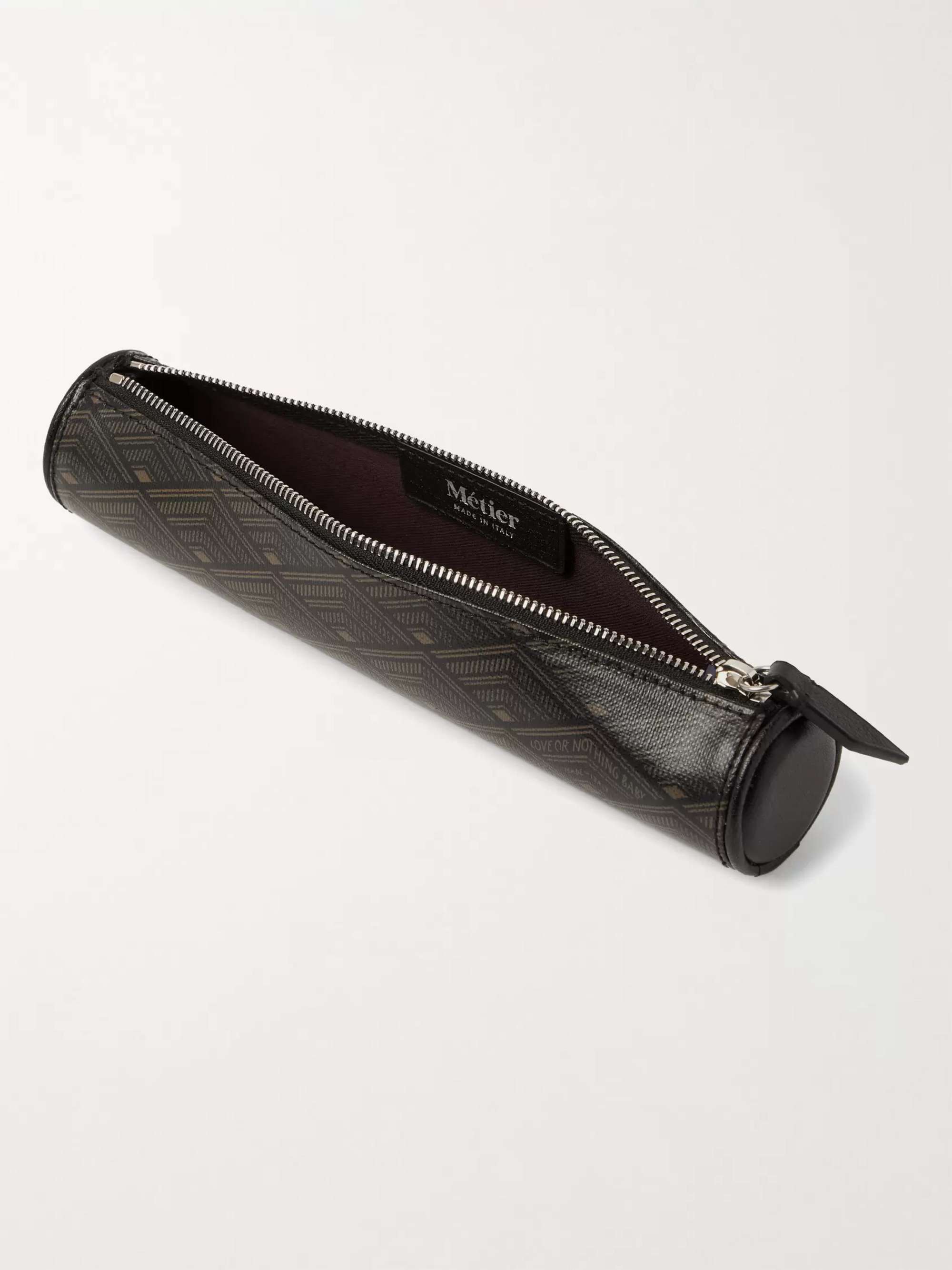MÉTIER Leather-Trimmed Printed Coated-Canvas Pencil Case