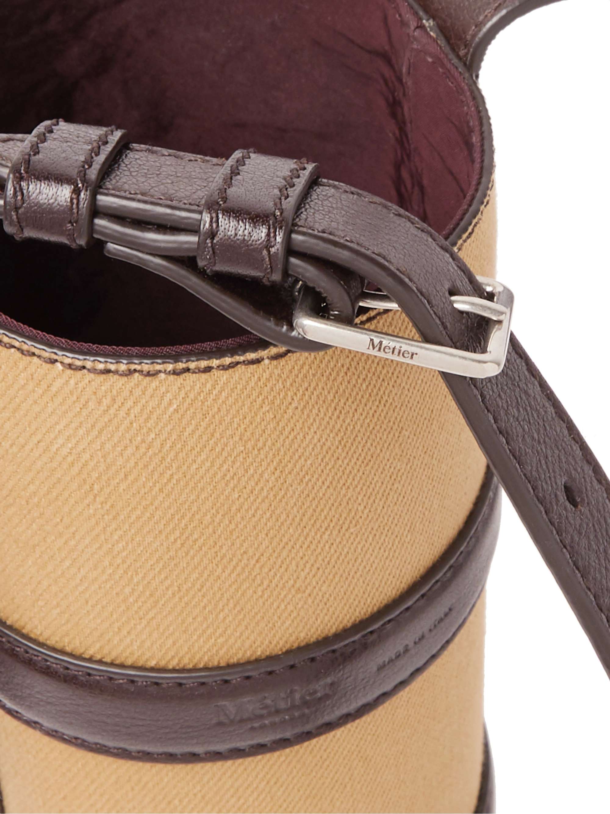 MÉTIER Leather-Trimmed Twill Umbrella Holder