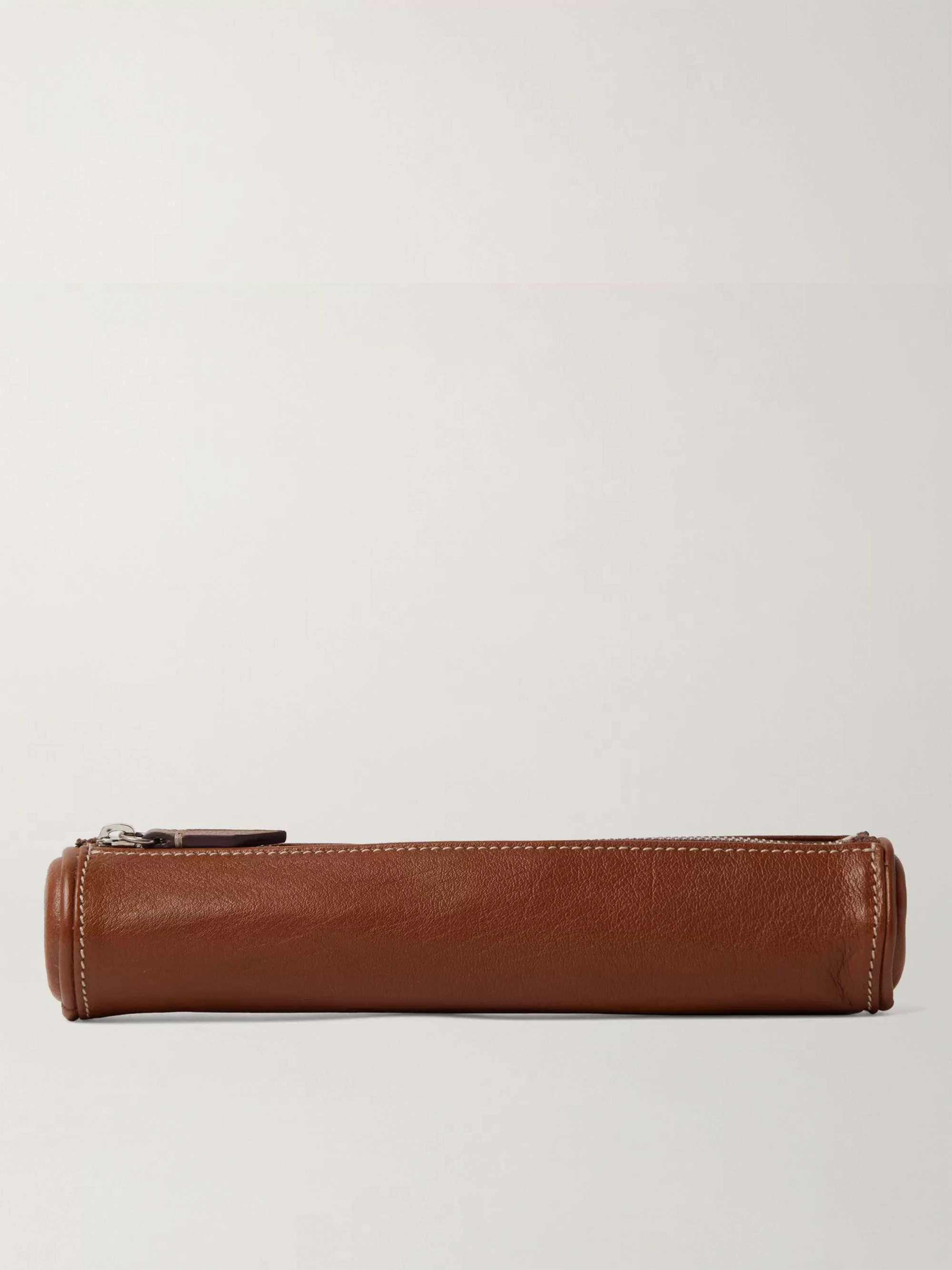 Leather Pen & Pencil Roll  Multifunctional Roll-Up Case (Café