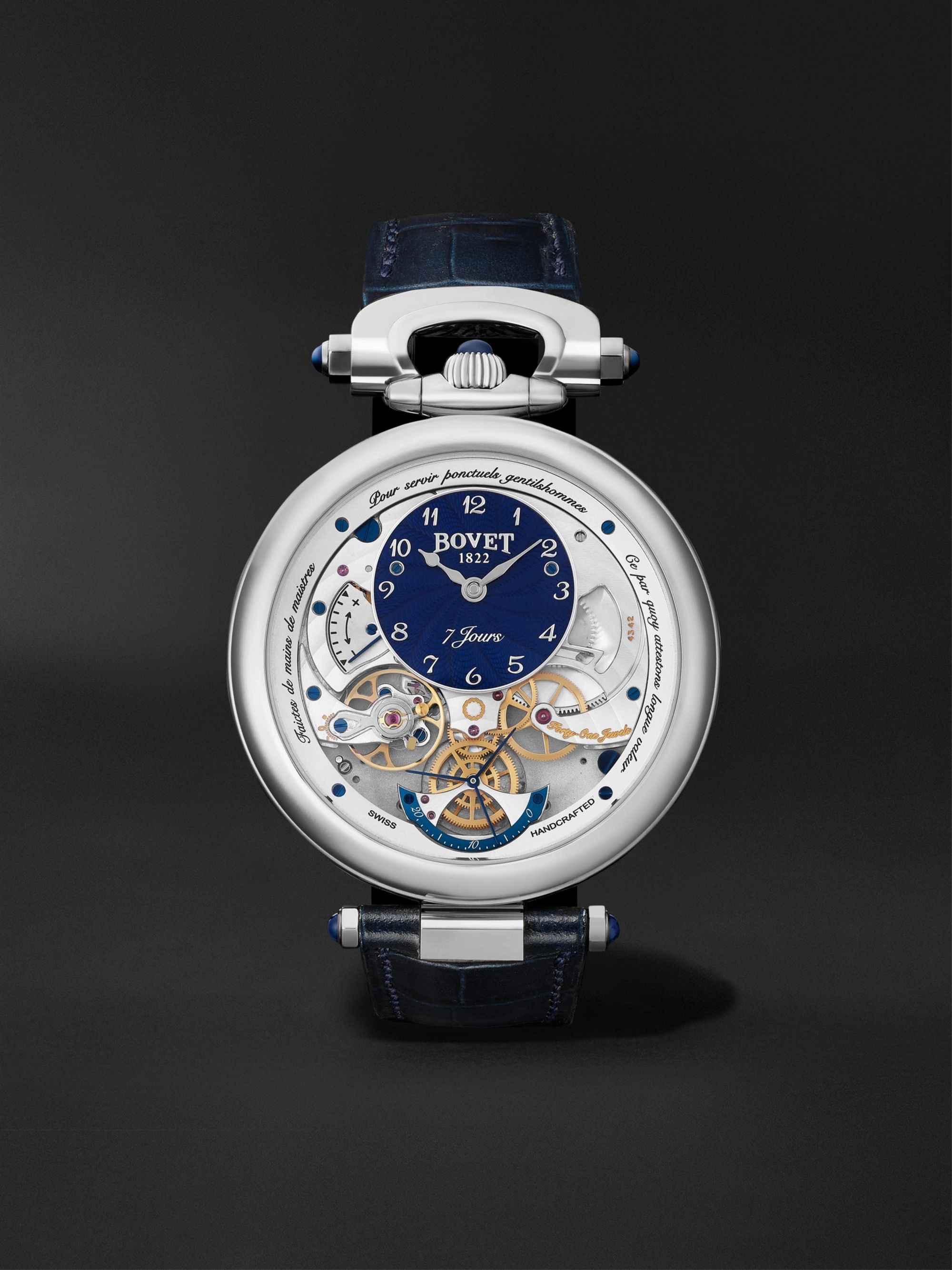 BOVET Monsieur BOVET Hand-Wound 43mm 18-Karat White Gold and Leather Watch, Ref. No. AI43018