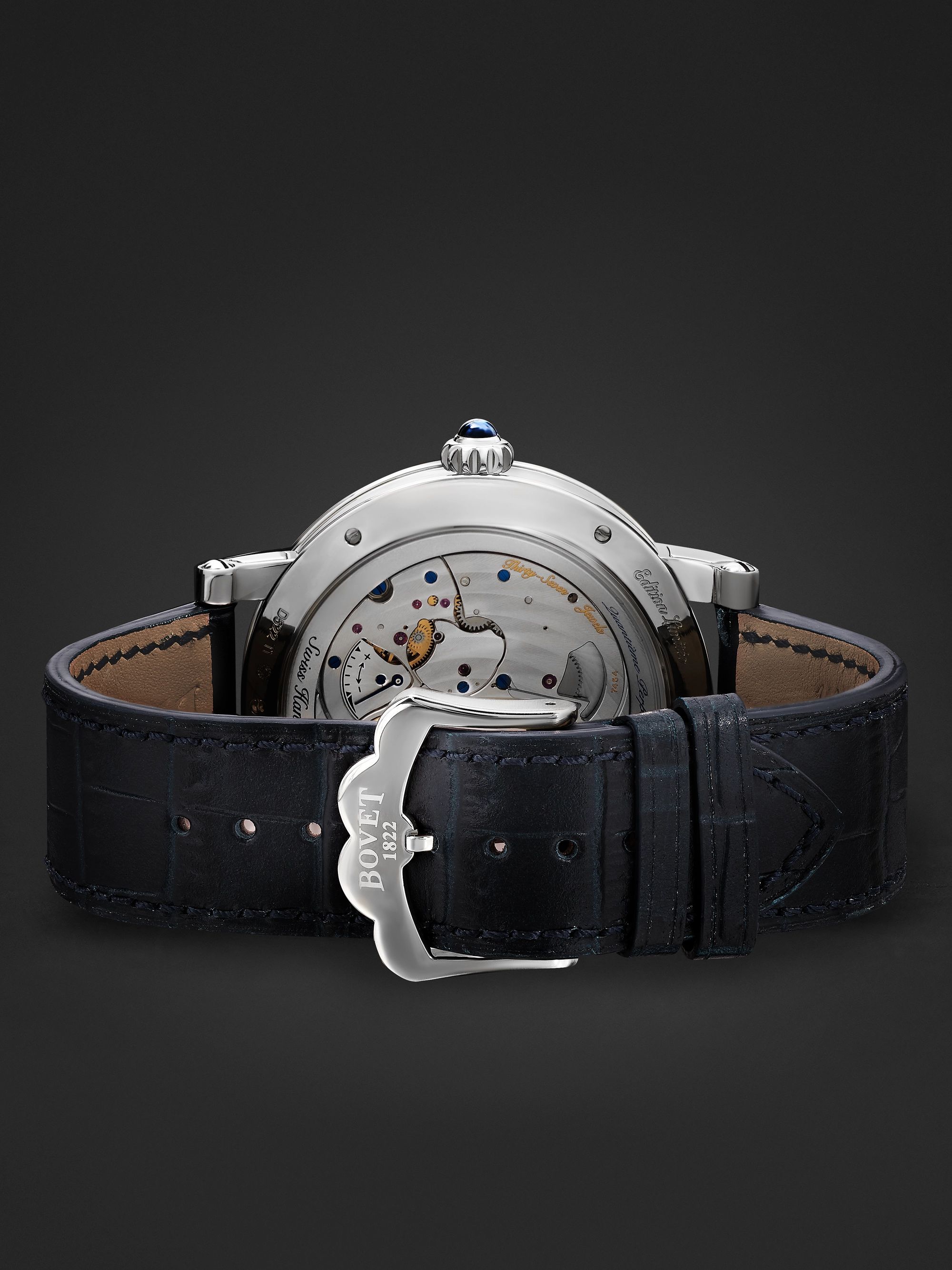 BOVET Récital 21 Limited Edition Hand-Wound Perpetual Calendar 44.4mm Titanium and Croc-Effect Leather Watch, Ref. No. R210002