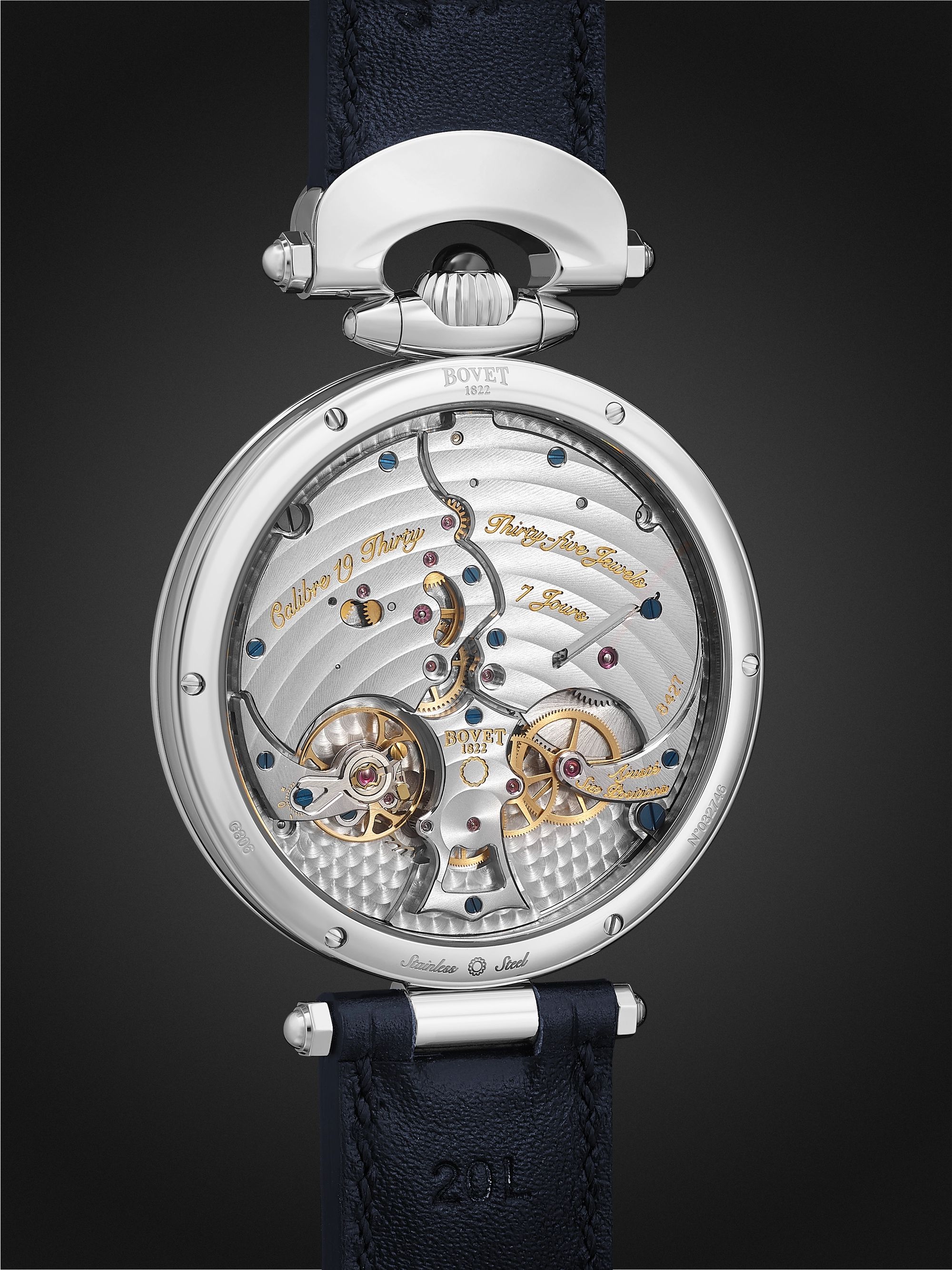 BOVET 19Thirty Fleurier Hand-Wound 42mm Stainless Steel and Leather Watch, Ref. No. NTS0004