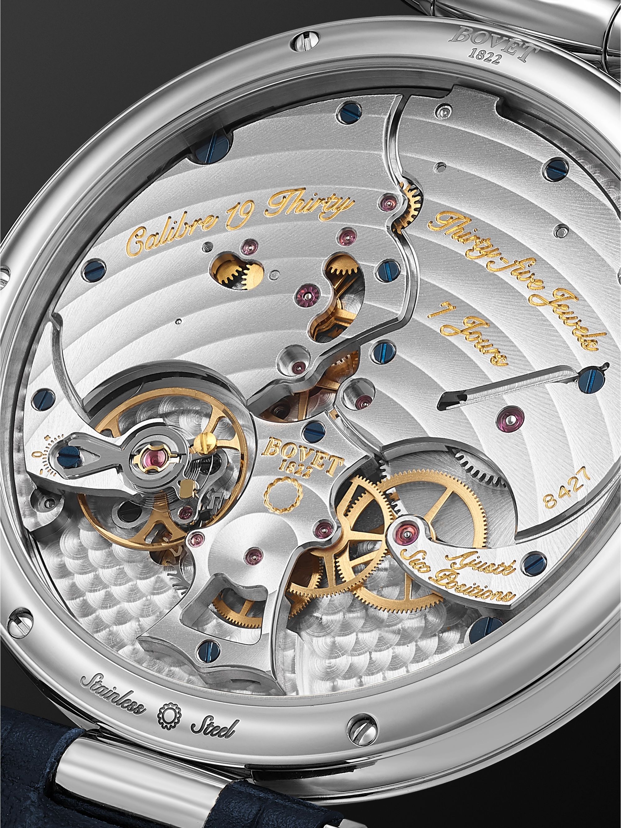 BOVET 19Thirty Fleurier Hand-Wound 42mm Stainless Steel and Leather Watch, Ref. No. NTS0004