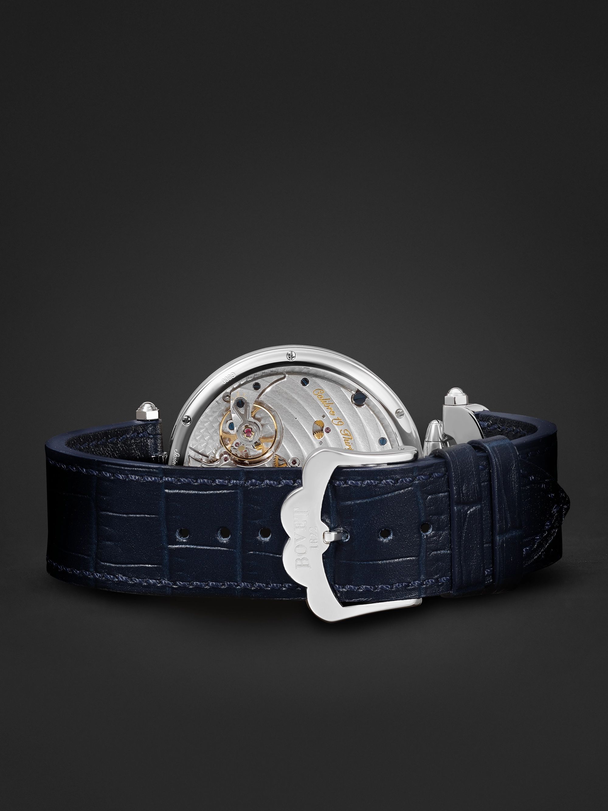 BOVET 19Thirty Fleurier Hand-Wound 42mm Stainless Steel and Leather Watch, Ref. No. NTS0004