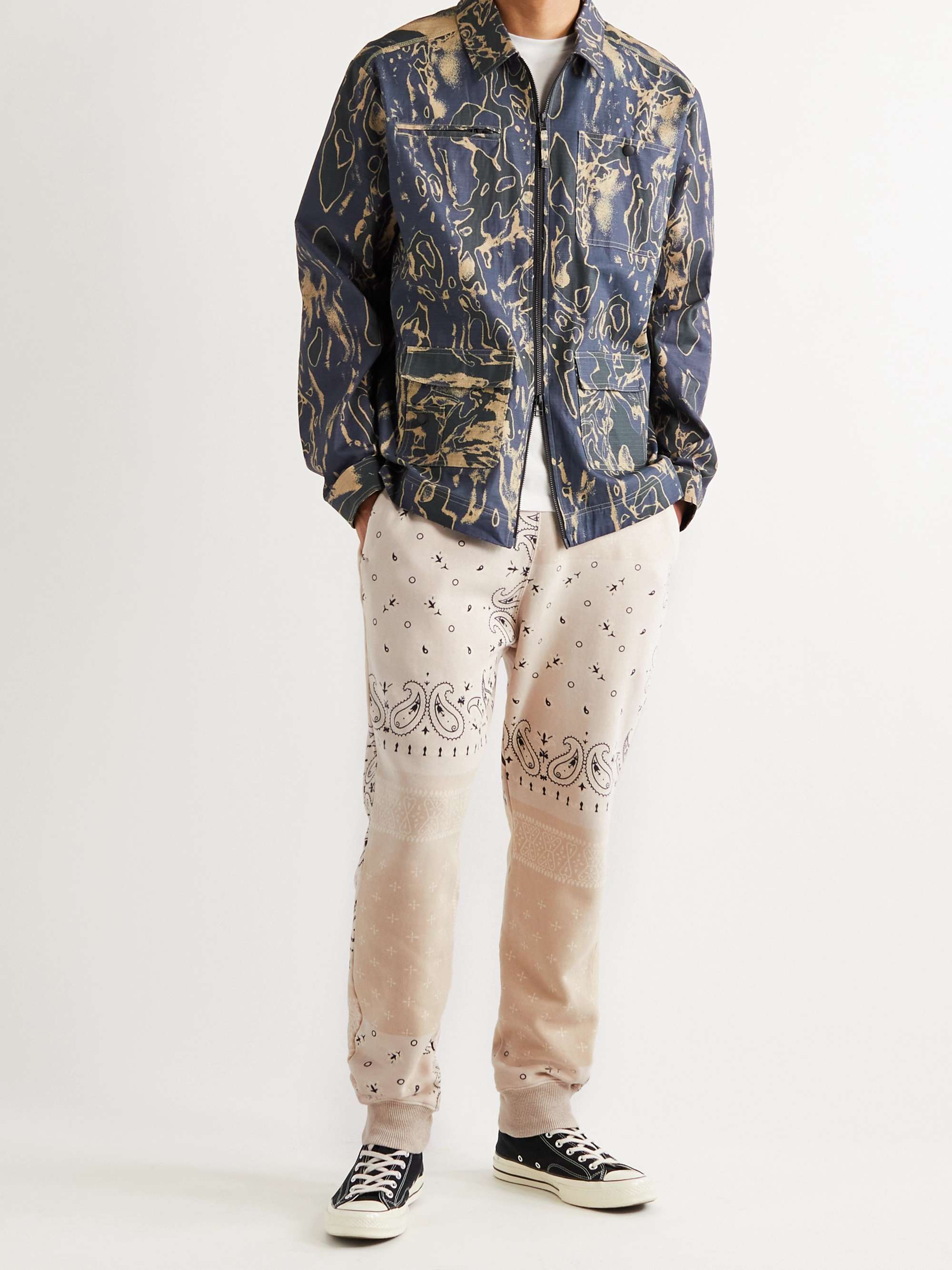 KAPITAL Tapered Bandana-Print Fleece-Back Cotton-Jersey Sweatpants