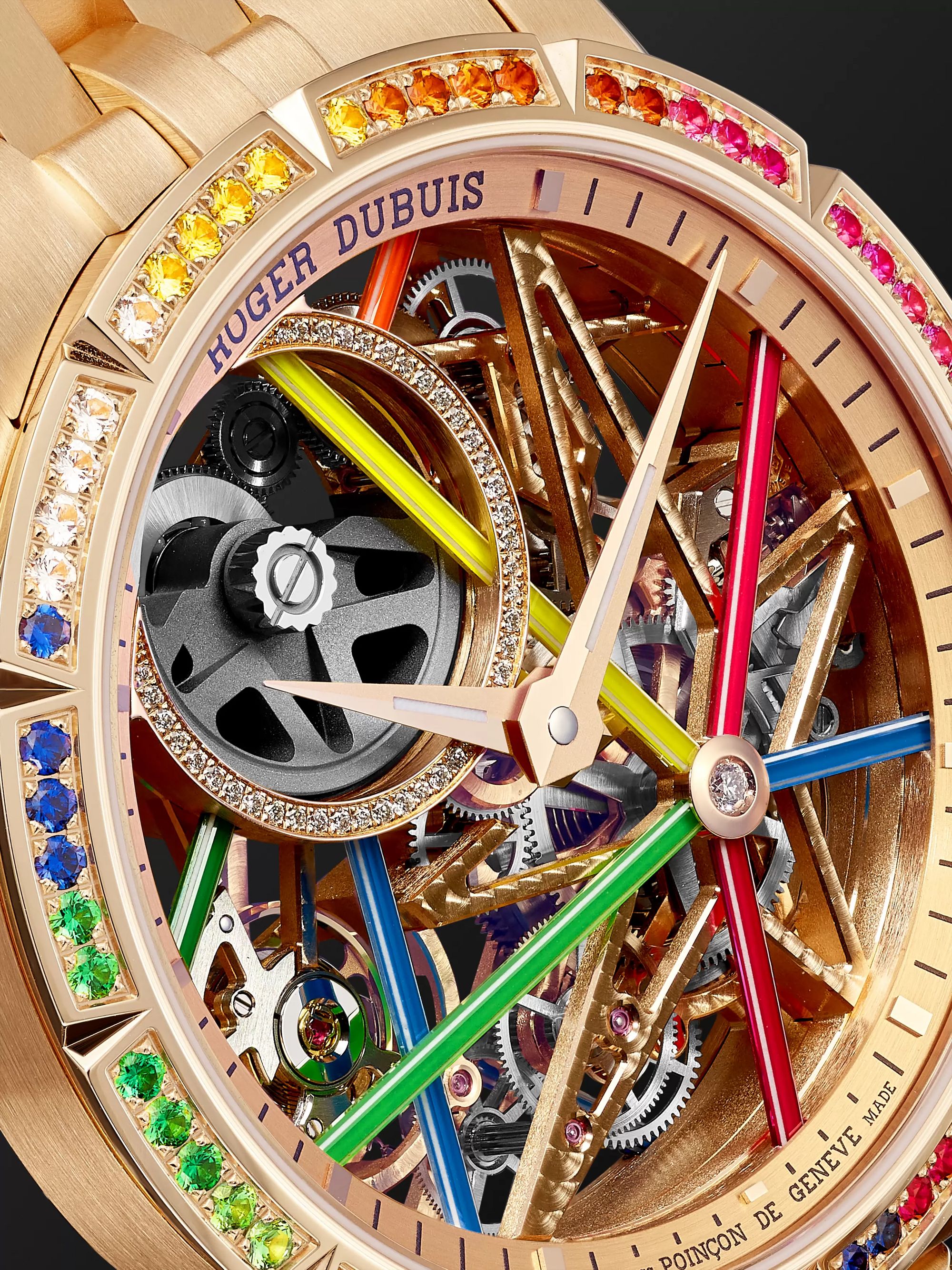 ROGER DUBUIS Excalibur Blacklight Limited Edition Automatic Skeleton 42mm 18-Karat Pink Gold and Multi-Stone Watch, Ref. No. RDDBEX0861