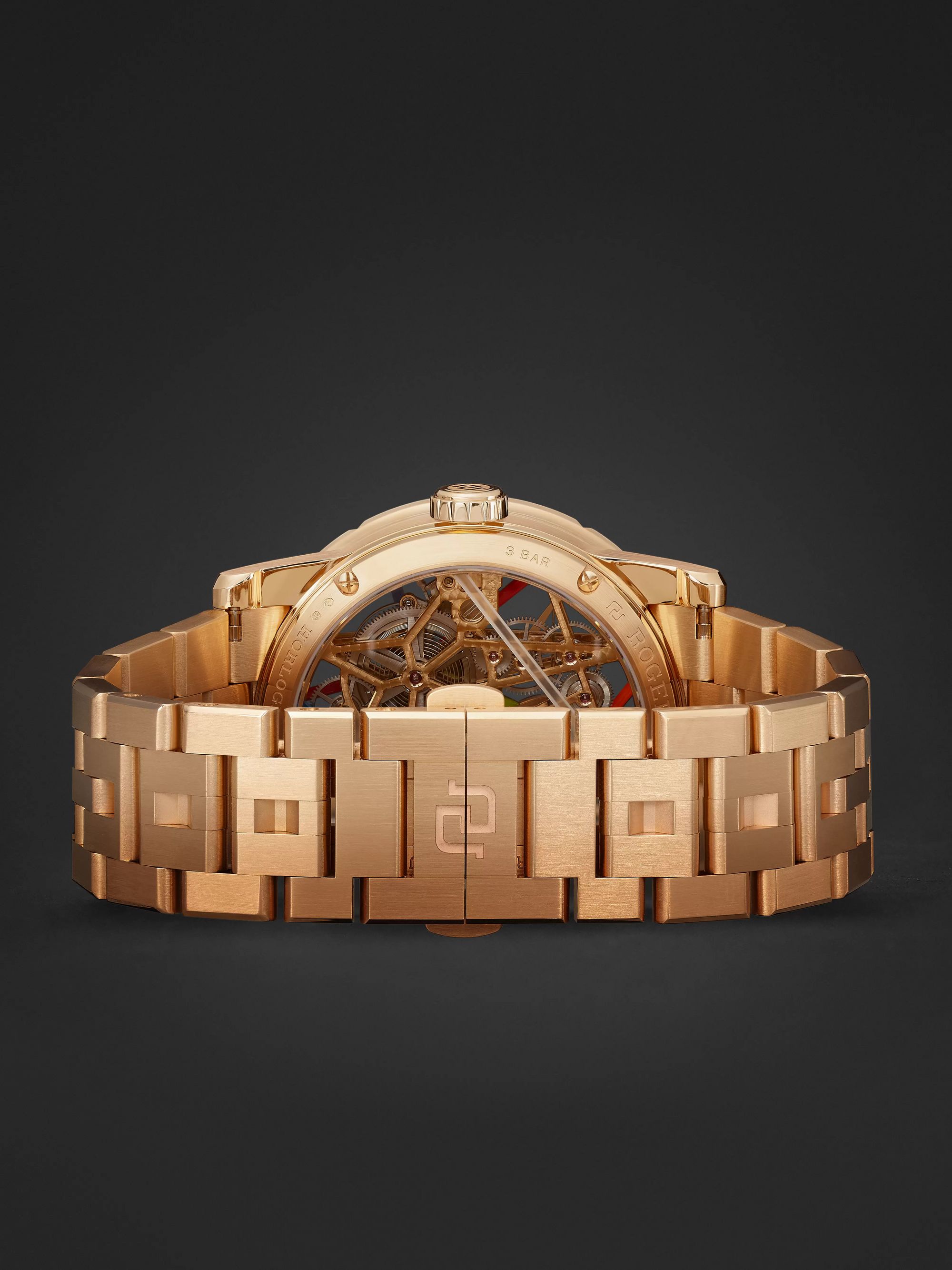 ROGER DUBUIS Excalibur Blacklight Limited Edition Automatic Skeleton 42mm 18-Karat Pink Gold and Multi-Stone Watch, Ref. No. RDDBEX0861