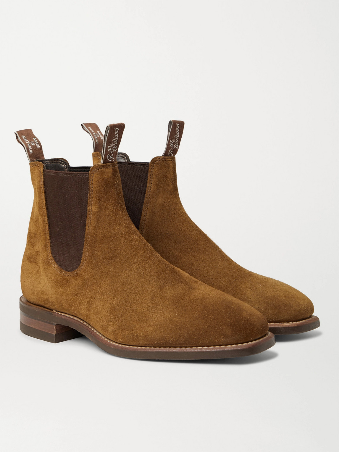 Shop R.m.williams Comfort Craftsman Suede Chelsea Boots In Brown