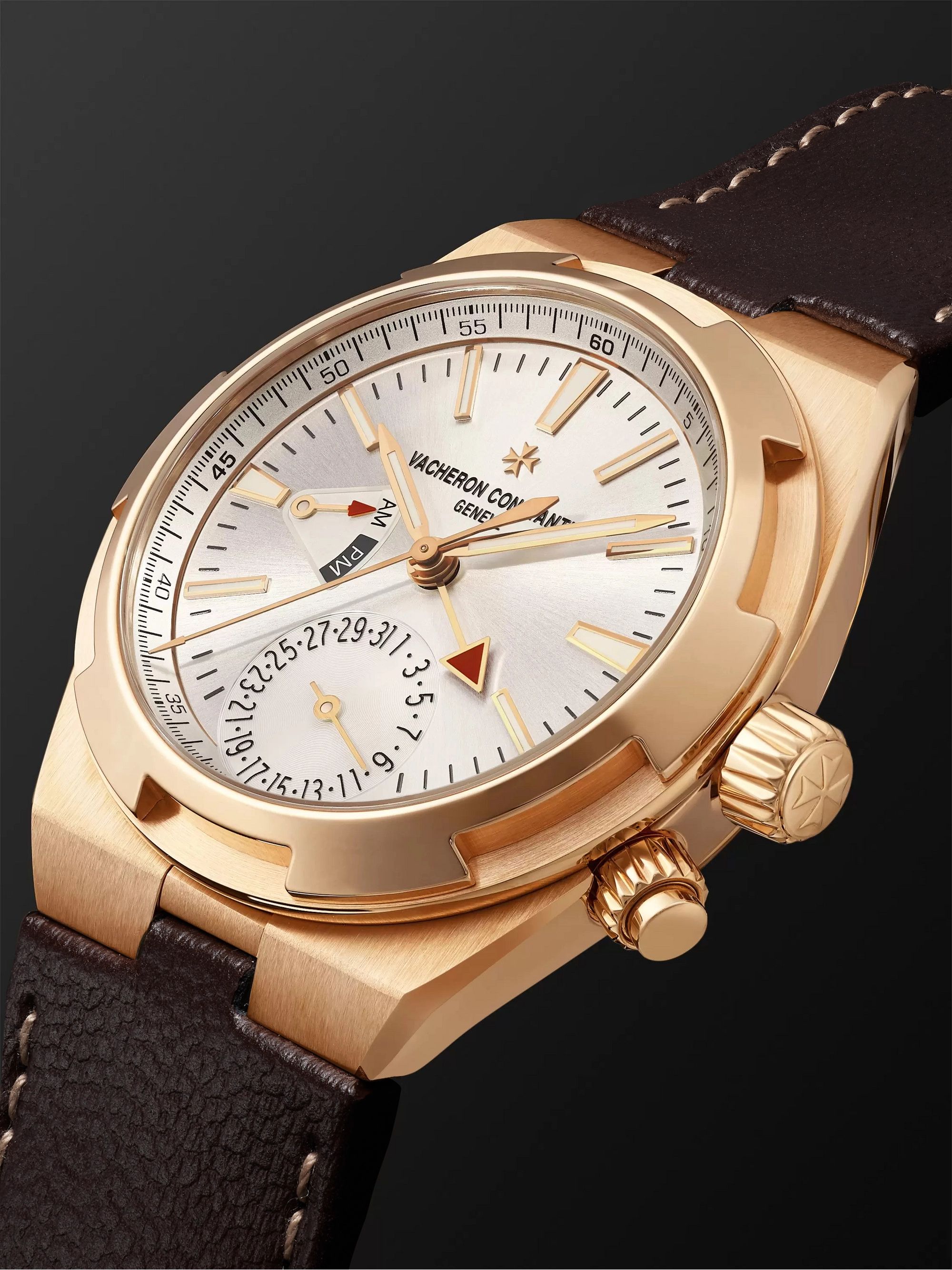 VACHERON CONSTANTIN Overseas Dual Time Automatic 41mm 18-Karat Pink Gold and Leather Watch, Ref. No. 7900V/000R-B336