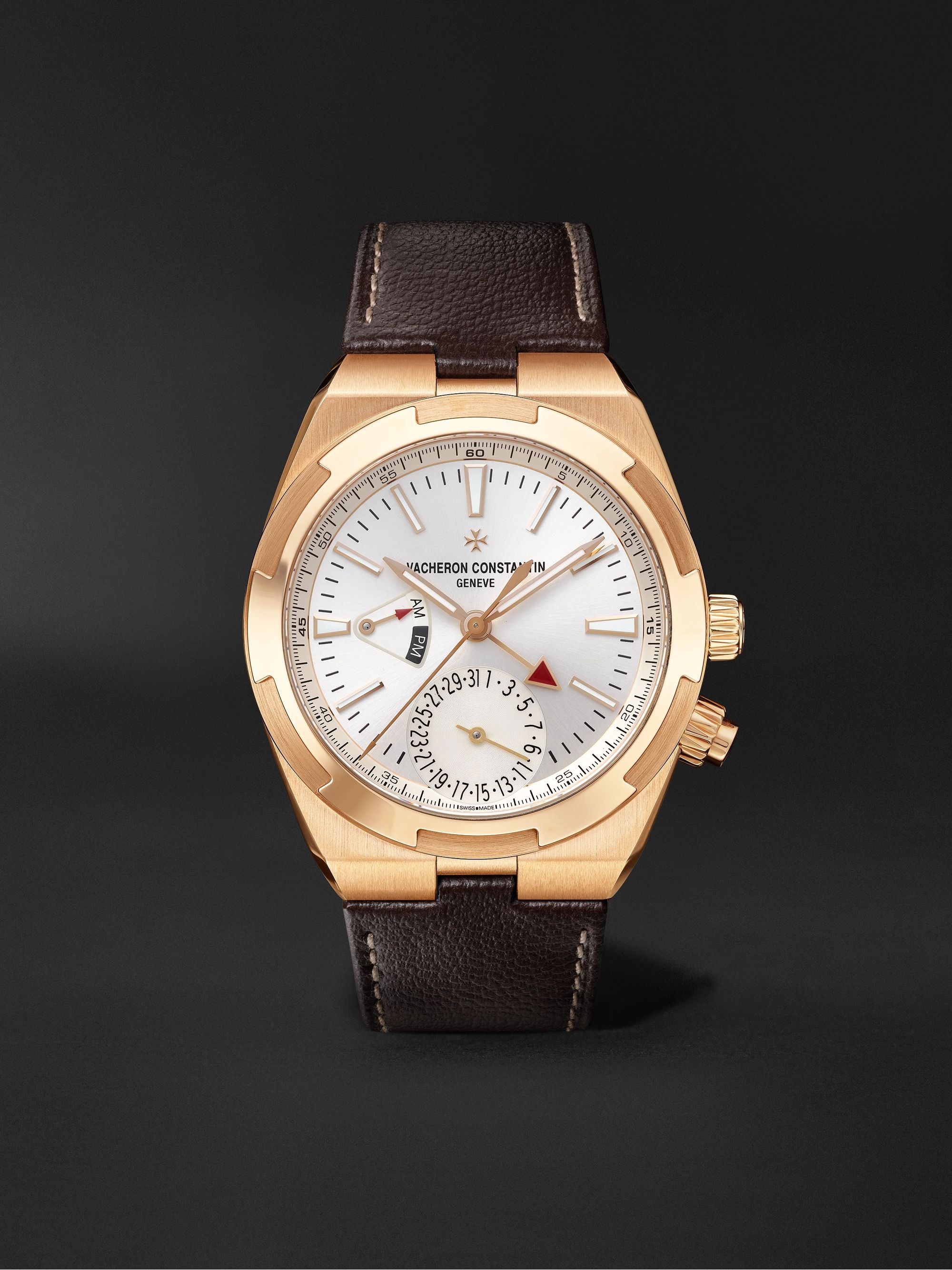 VACHERON CONSTANTIN Overseas Dual Time Automatic 41mm 18-Karat Pink Gold and Leather Watch, Ref. No. 7900V/000R-B336