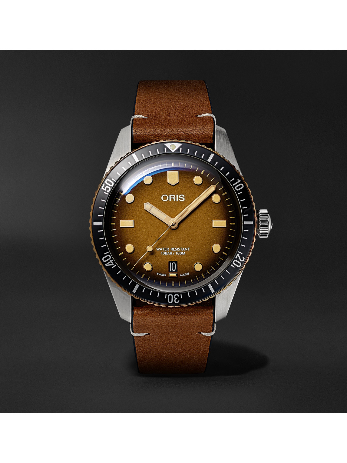 Oris Divers Sixty-five Automatic 40mm Bronze, Stainless Steel And Leather Watch, Ref. No. 01 733 7707 435 In Brown