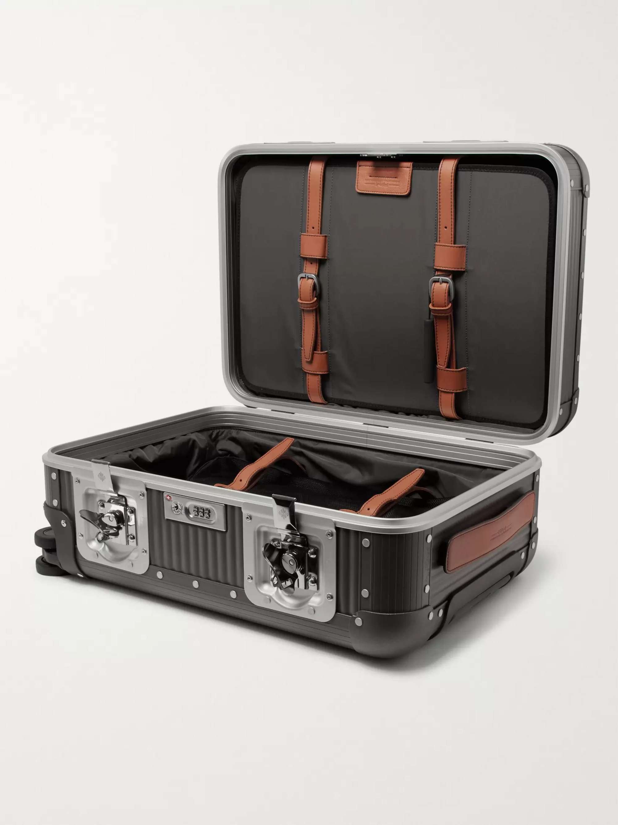 FPM MILANO Spinner 53cm Leather-Trimmed Aluminium Carry-On Suitcase