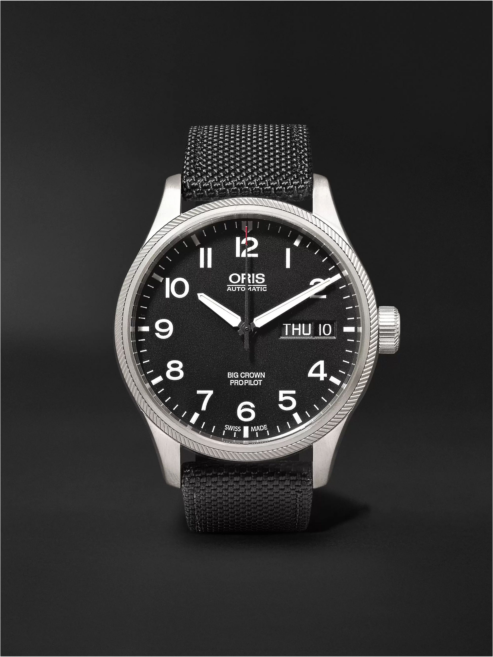 ORIS Big Crown ProPilot Day-Date 45mm Stainless Steel and Canvas Watch, Ref. No. 752 7698 4164FC