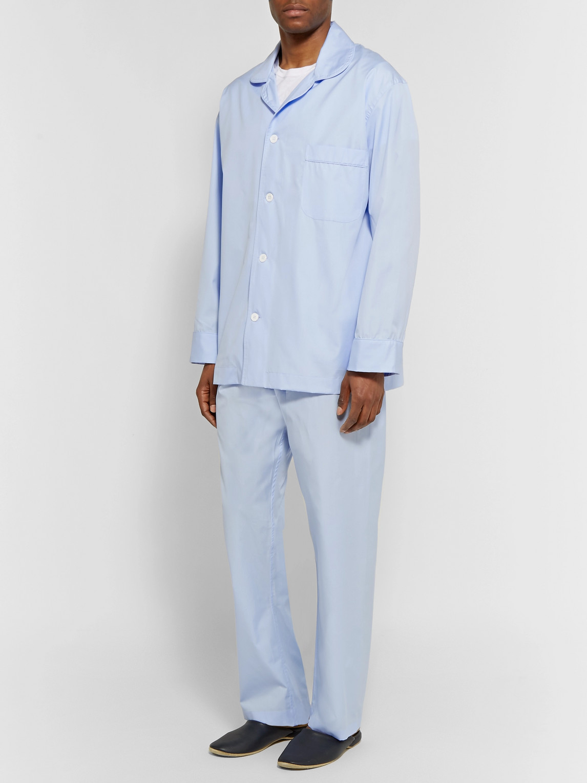 Shop Emma Willis Cotton-poplin Pyjama Set In Blue