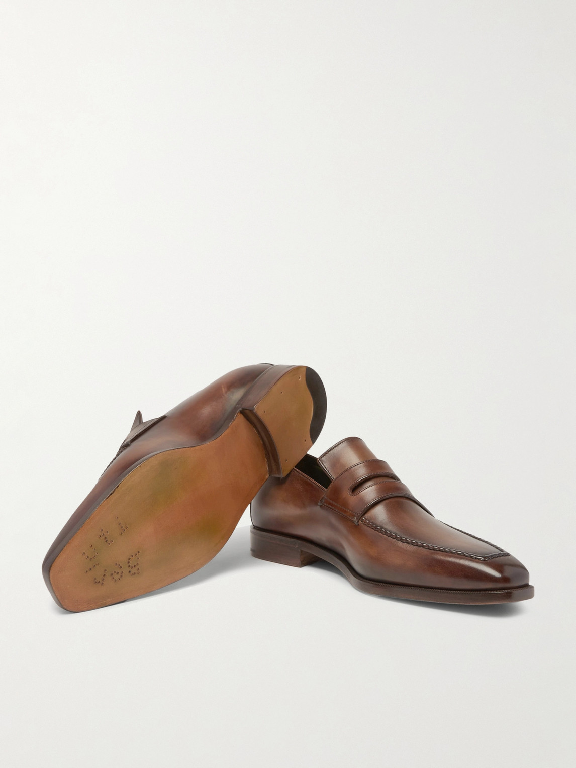 Shop Berluti Andy Leather Loafers In Brown