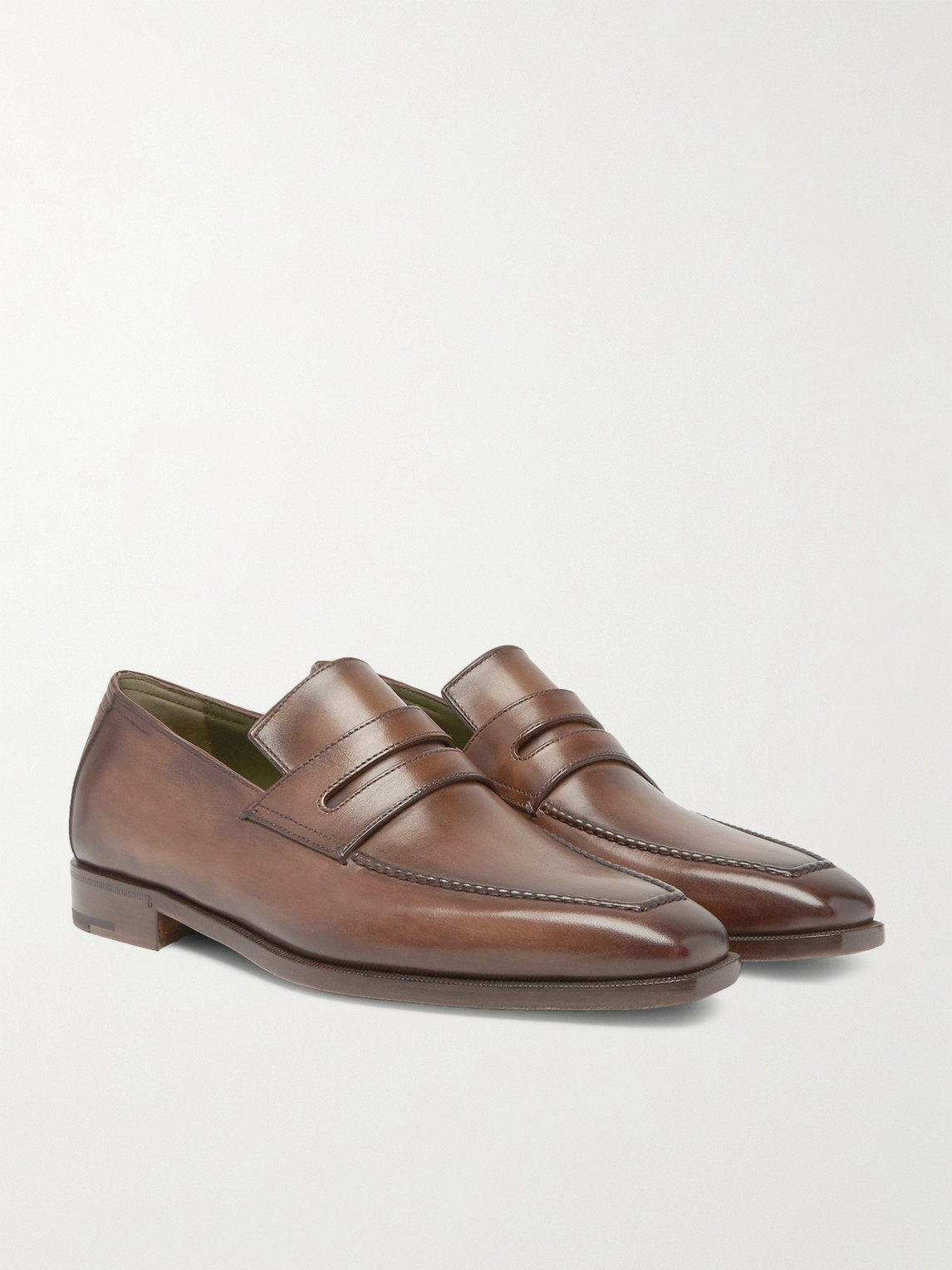 Shop Berluti Andy Leather Loafers In Brown