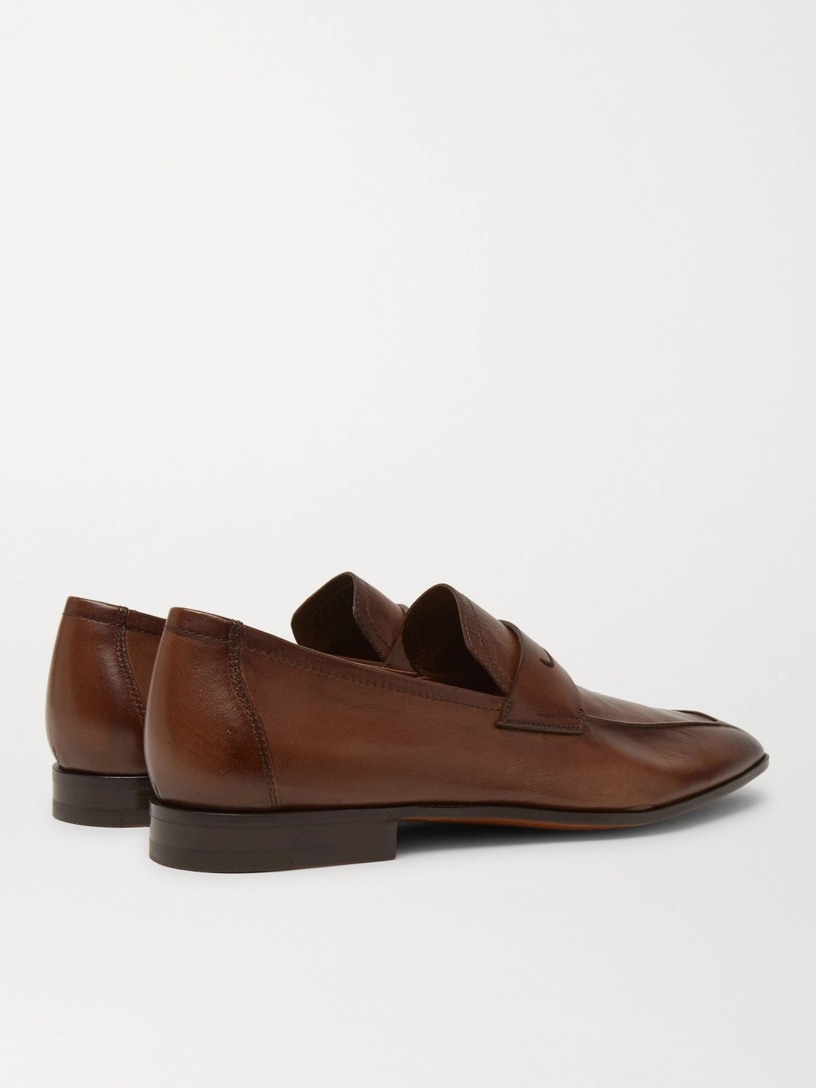 Shop Berluti Lorenzo Leather Loafers In Brown