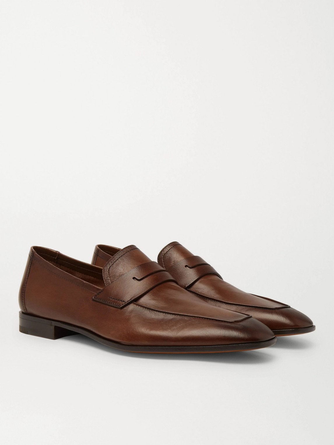Shop Berluti Lorenzo Leather Loafers In Brown