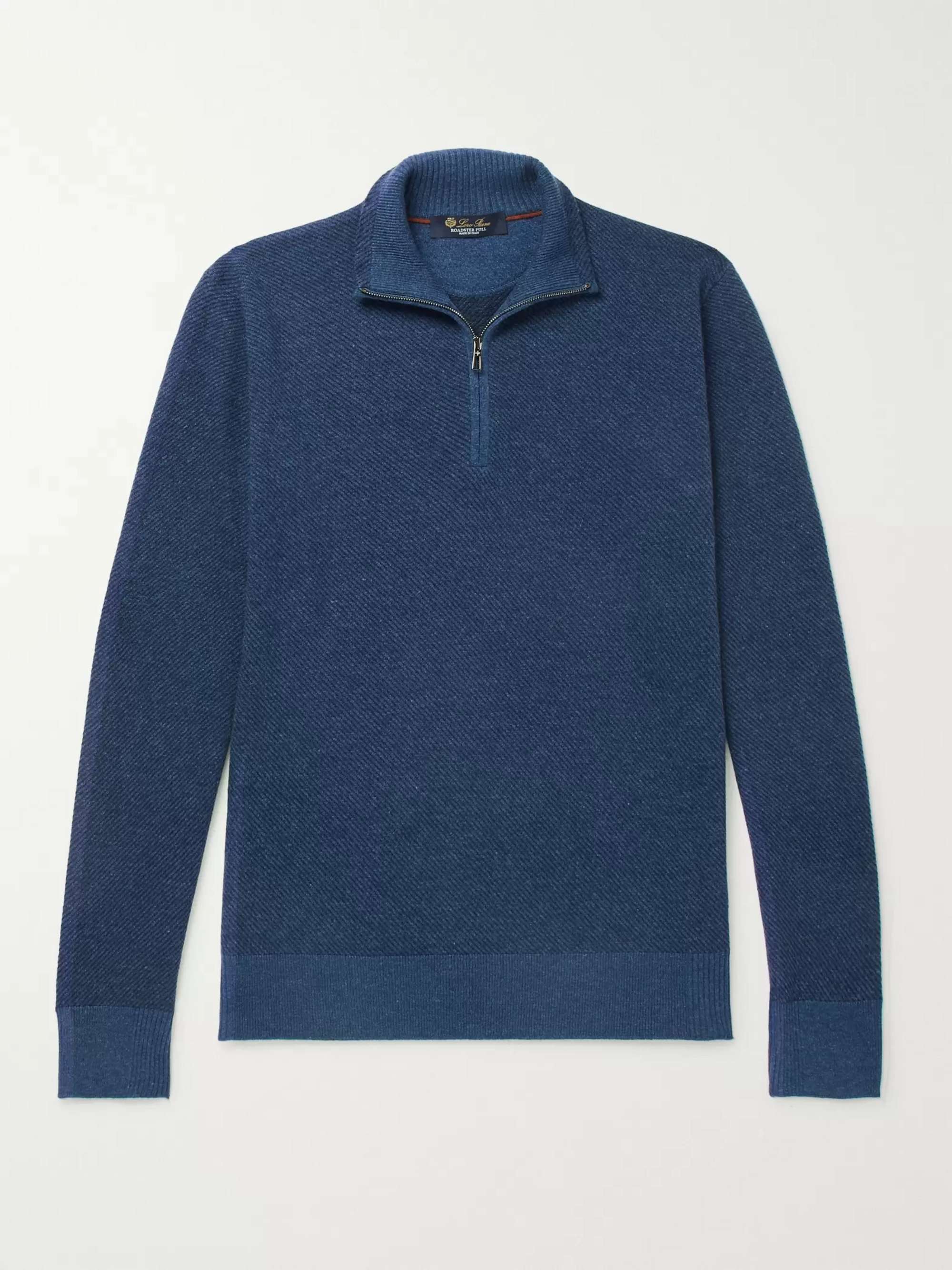 Roadster Striped Cashmere Half Zip Sweater