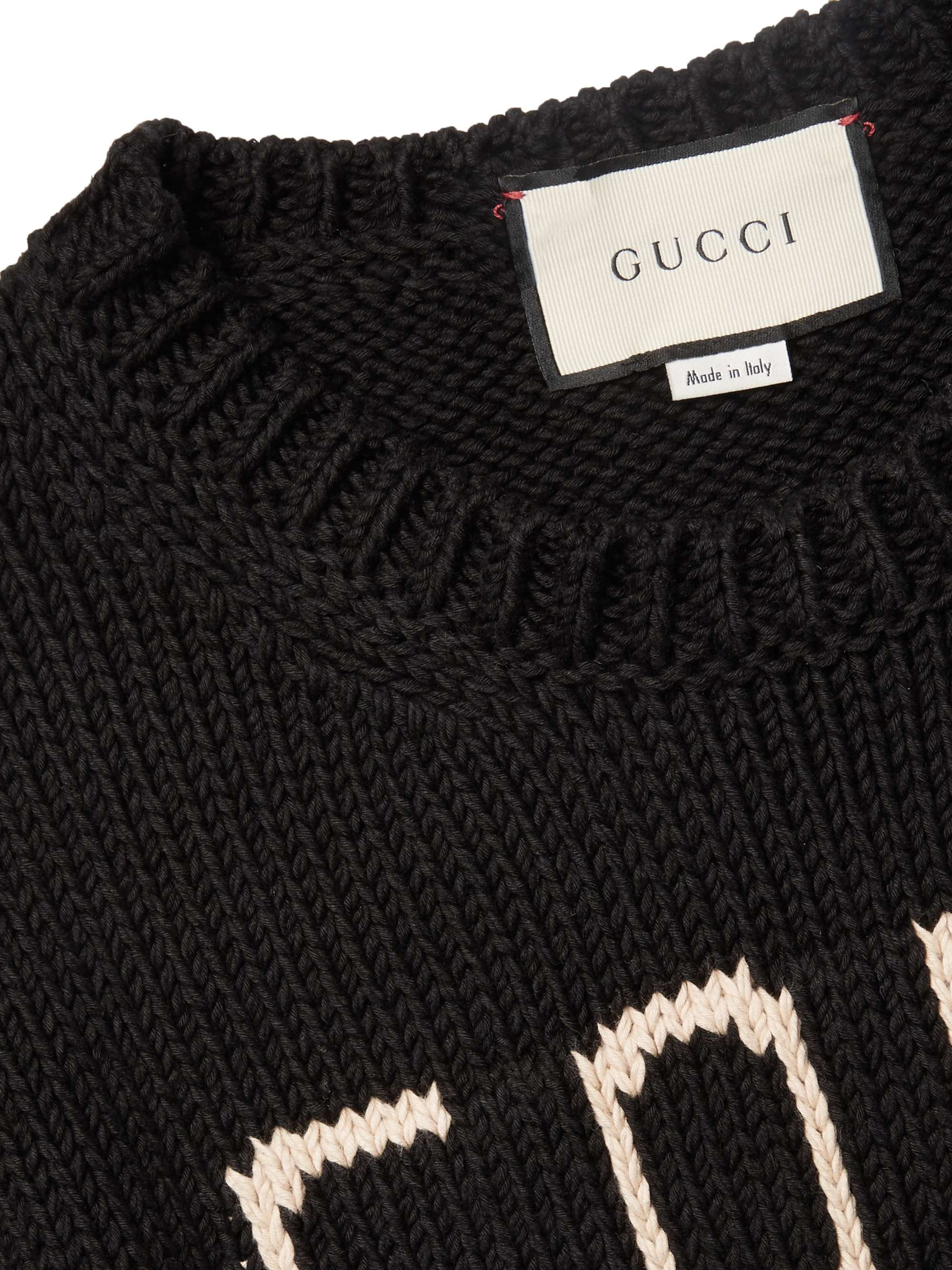 GUCCI Intarsia Cotton Sweater MR PORTER