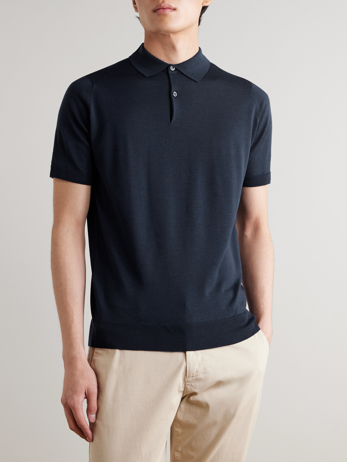 John Smedley Isis Fine Knit Cotton Polo Shirt Clothing In Blue